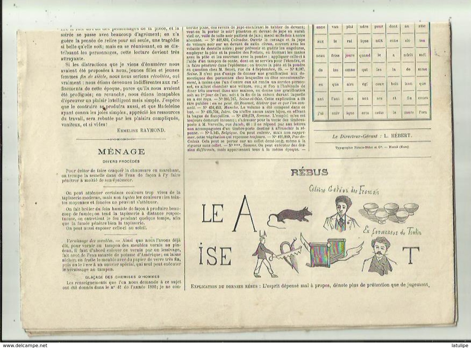 Journal De Famille-Mode-Illustrée(Table Des Matières)  35em Année Librairie FIRMIN -DIDOT & Cie A Paris Et  Mesnil -Eure - Alta Moda
