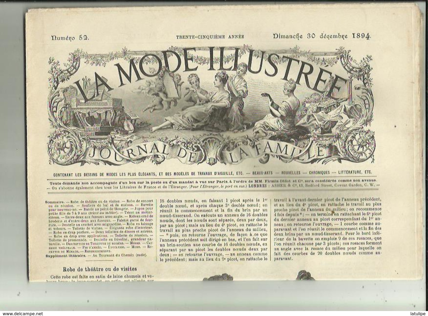 Journal De Famille-Mode-Illustrée(Table Des Matières)  35em Année Librairie FIRMIN -DIDOT & Cie A Paris Et  Mesnil -Eure - Haute Couture