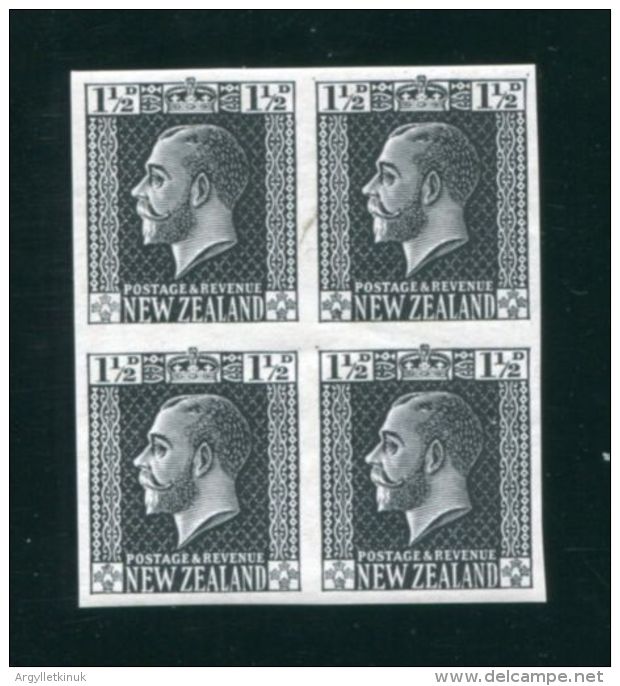 NEW ZEALAND GEORGE FIFTH PLATE PROOF BLOCK OF FOUR - Ungebraucht