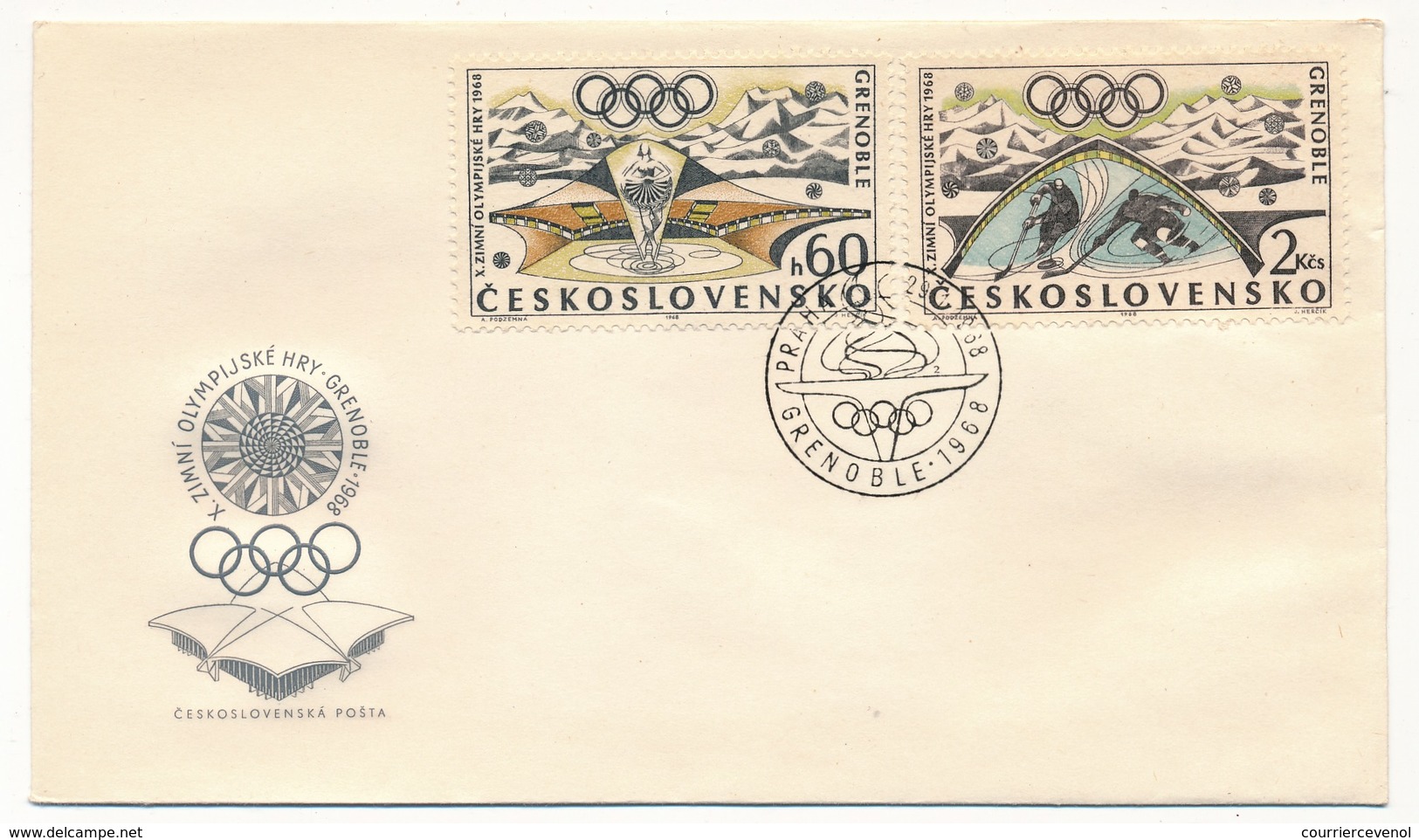 TCHECOSLOVAQUIE - Série GRENOBLE 1968 - 2 FDC Parfait état - Hiver 1968: Grenoble