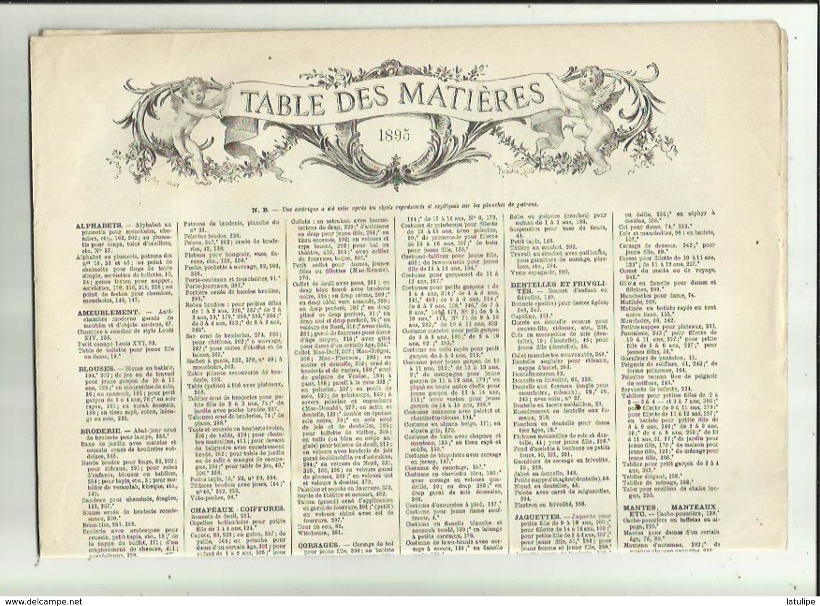 Journal De Famille-Mode-Illustrée(Table Des Matières)  36em Année Librairie FIRMIN -DIDOT & Cie A Paris Et  Mesnil -Eure - Haute Couture