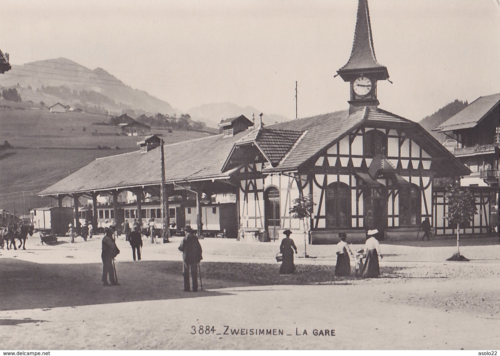 Ligne De Chemin De Fer Montreux Oberland Bernois, Zweisimmen La Gare Vue Générale Après Les Transformations De 1931 Repr - Berna