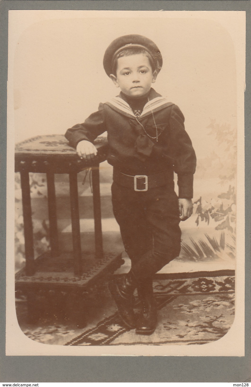 JEUNE GARCON COL MARIN - PHOTOGRAPHIE COLLEE SUR CARTON DUR - 11x16 Cms - Alte (vor 1900)