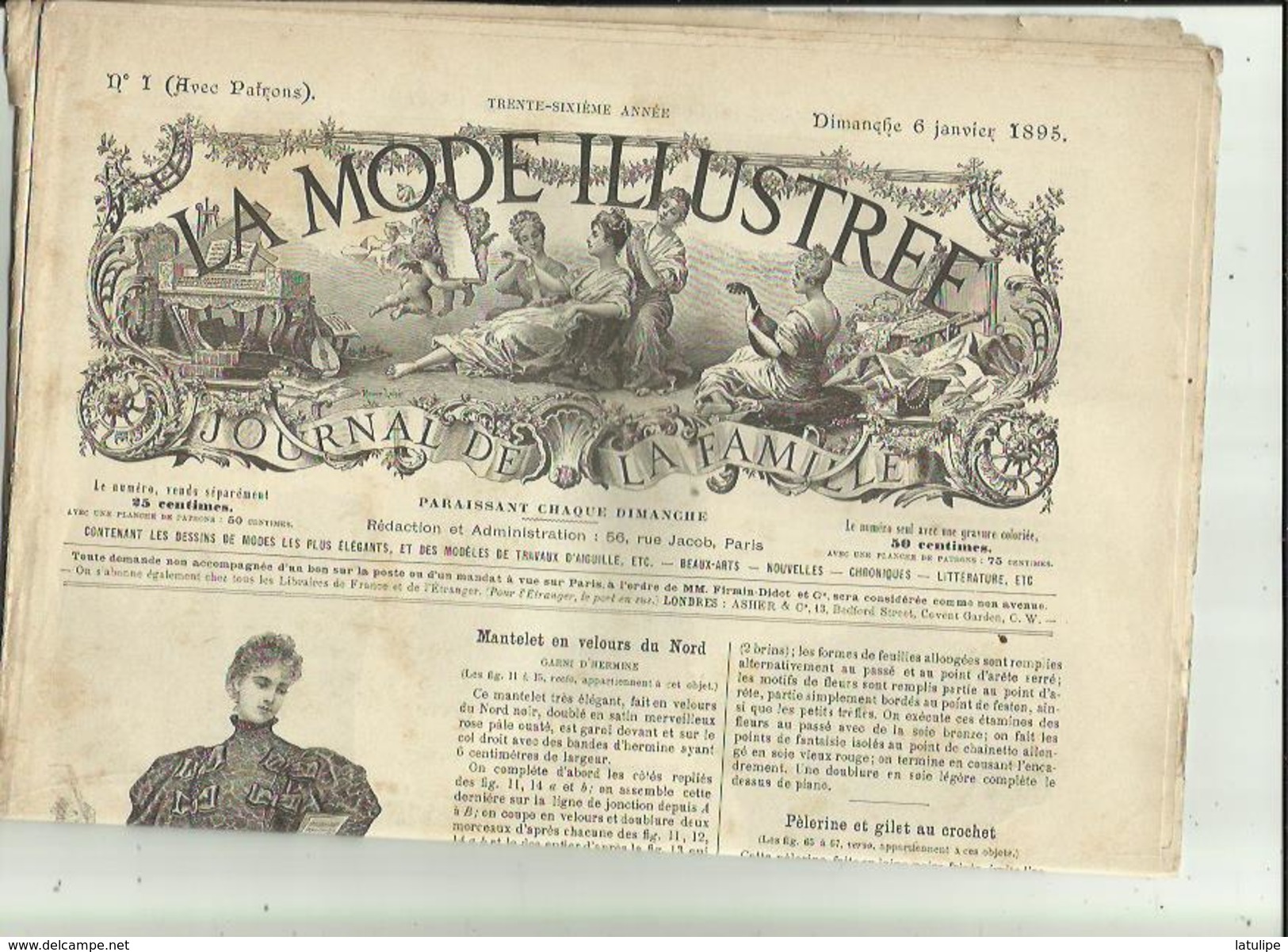 Journal De Famille-Mode-Illustrée(Table Des Matières)  36em Année Librairie FIRMIN -DIDOT & Cie A Paris Et  Mesnil -Eure - Haute Couture