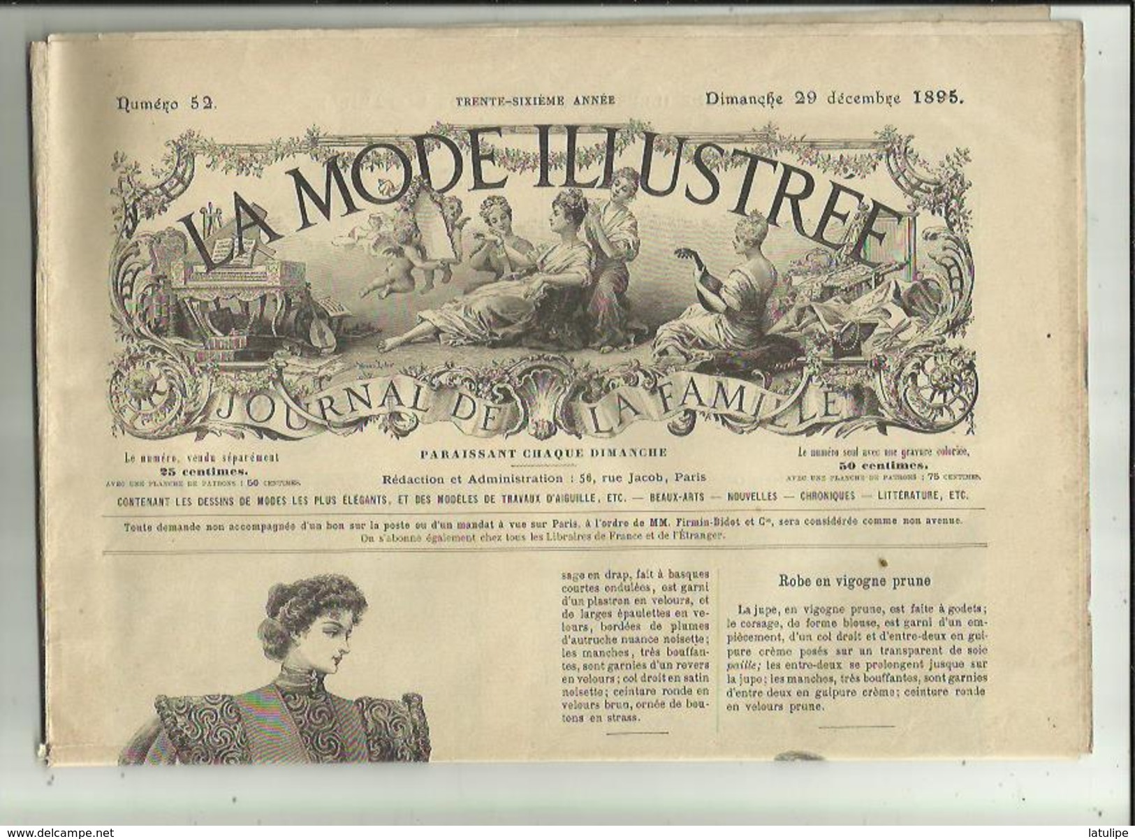 Journal De Famille-Mode-Illustrée(Table Des Matières)  36em Année Librairie FIRMIN -DIDOT & Cie A Paris Et  Mesnil -Eure - Haute Couture