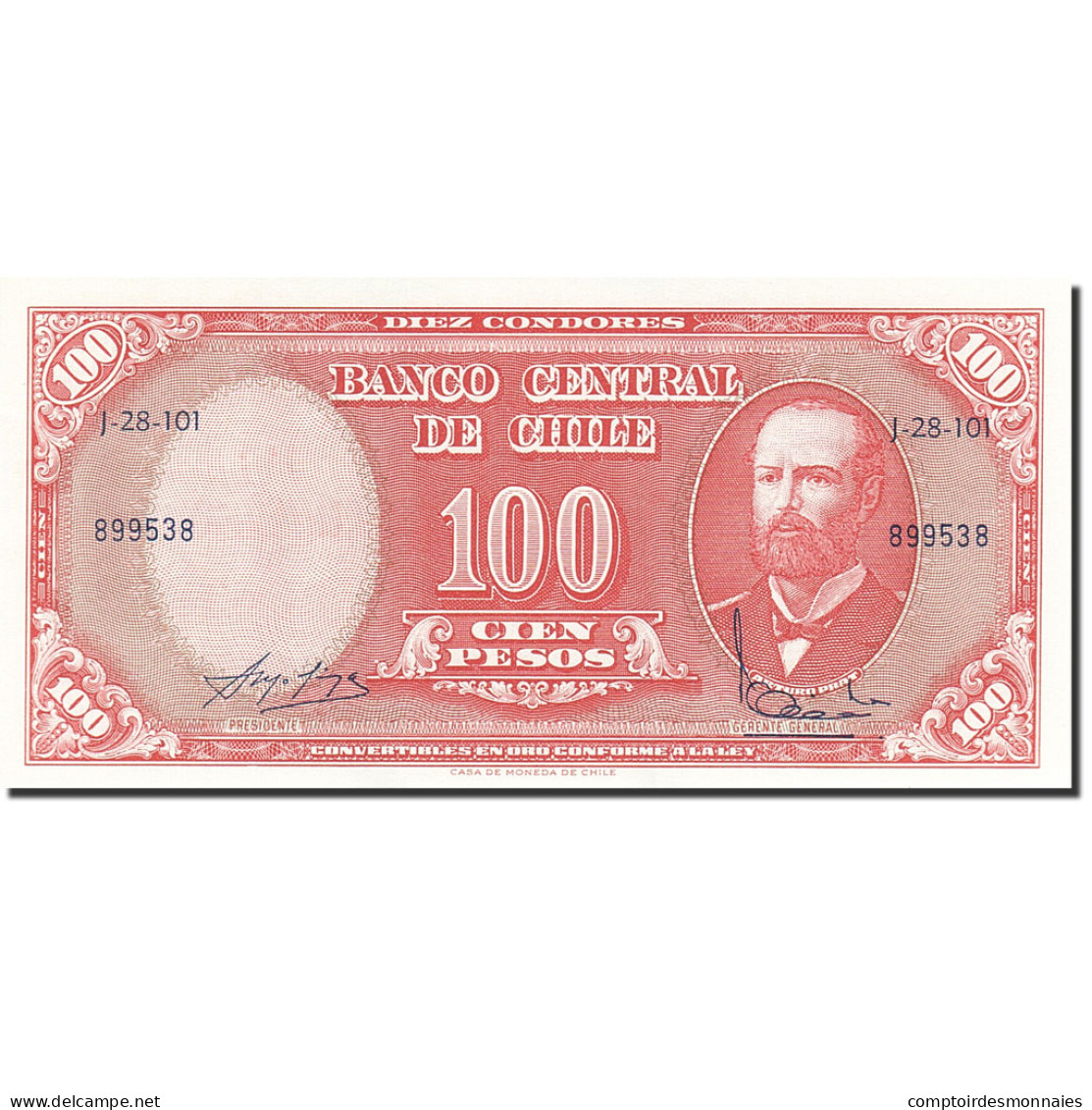 Billet, Chile, 10 Centesimos On 100 Pesos, 1960, Undated (1960-1961), KM:127a - Chili