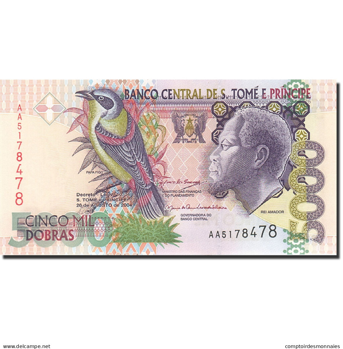 Billet, Saint Thomas And Prince, 5000 Dobras, 1996, 2004-08-26, KM:65b, NEUF - Sao Tome And Principe
