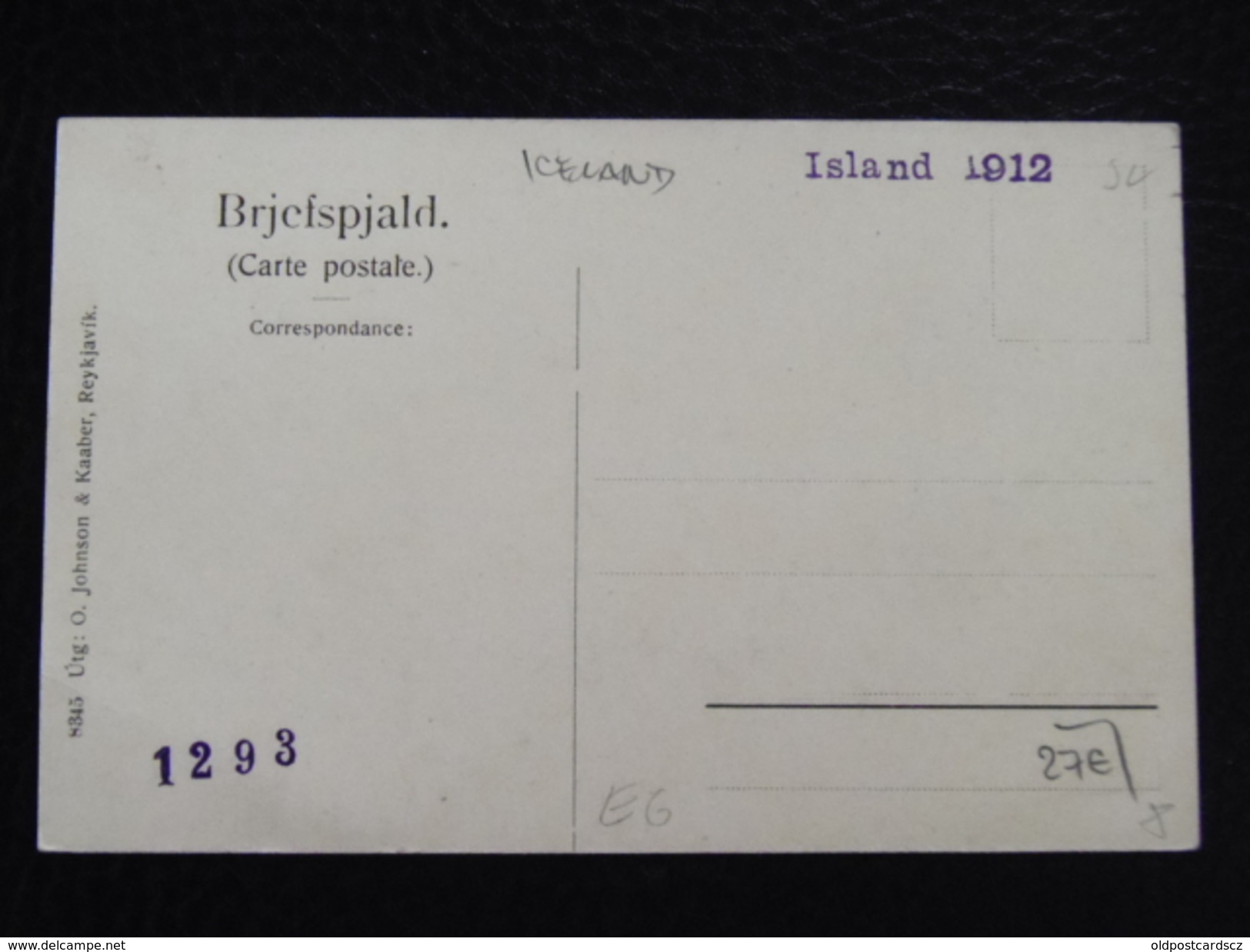 Iceland 8 Kerlingadalsa  1912 Ed Johnsan Kaber Reykjavik 8345 - Islande