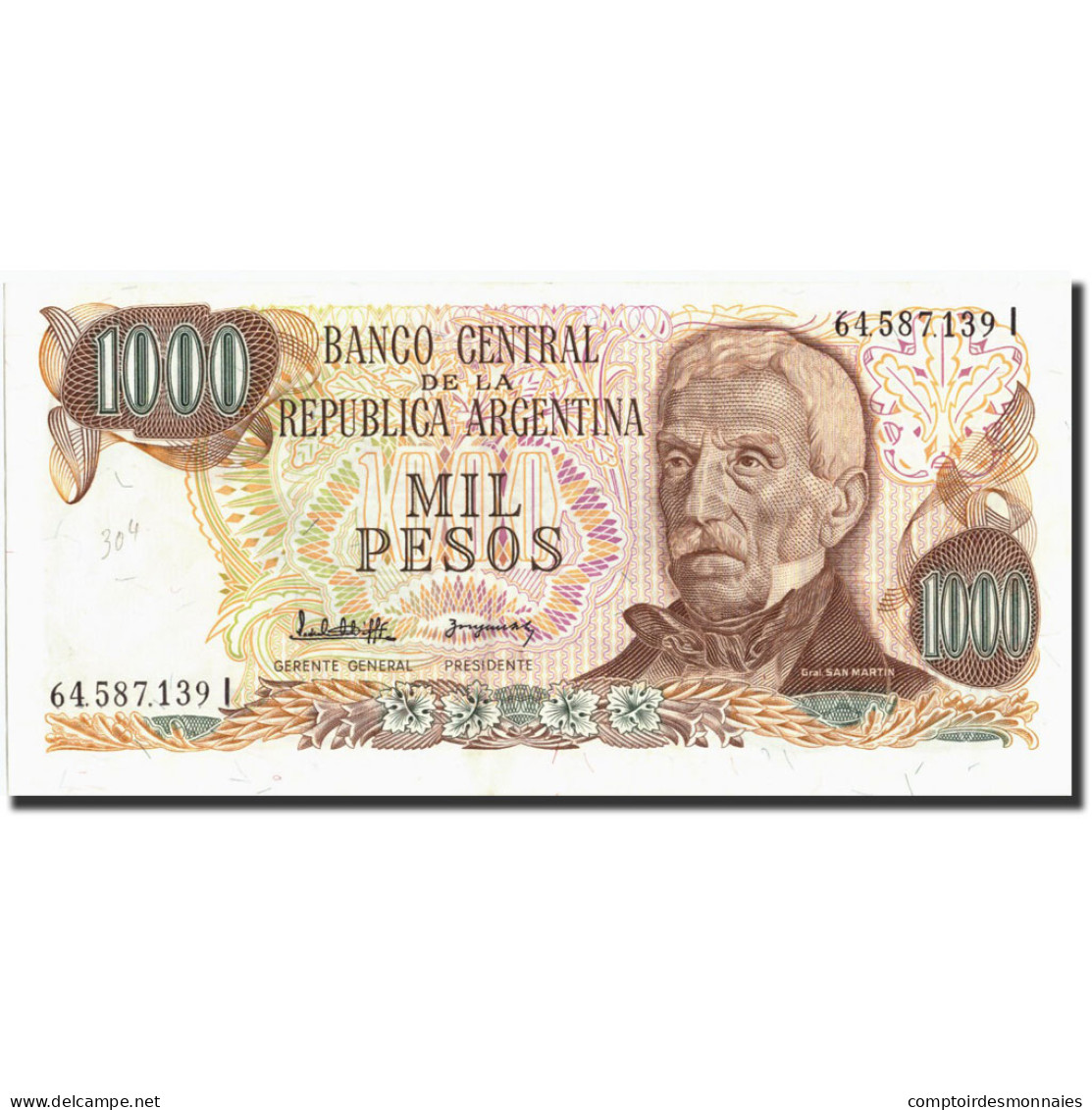 Billet, Argentine, 1000 Pesos, Undated (1976-83), Undated (1976), KM:304b, SPL - Argentine