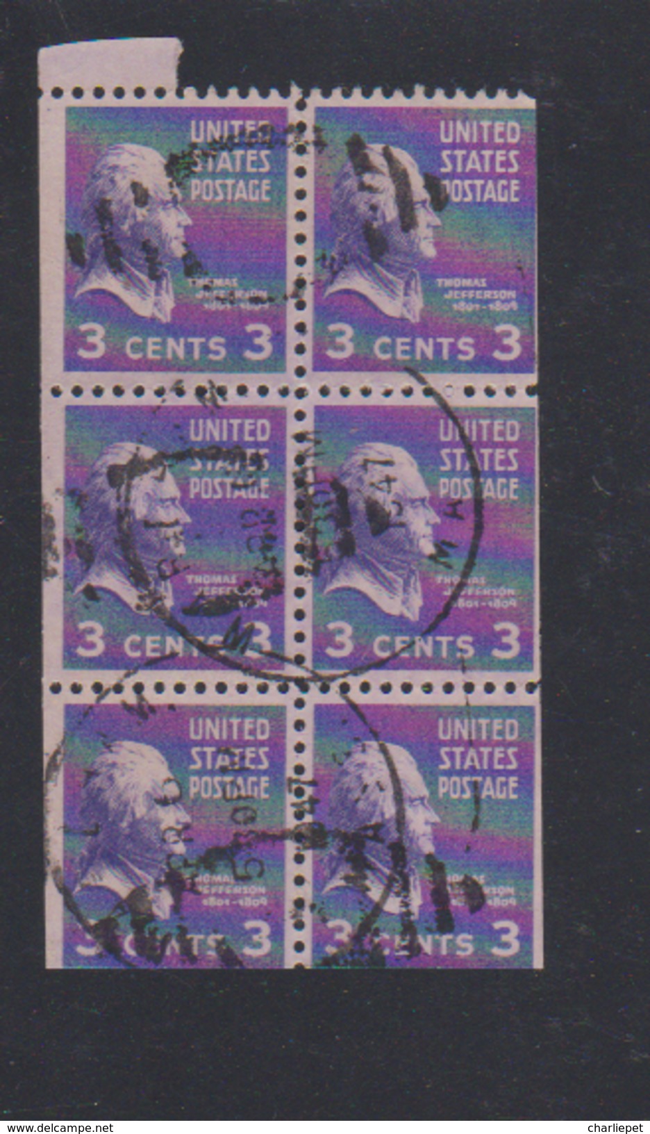 U.S. Scott # 807a Booklet Pane Used - 2. 1941-80