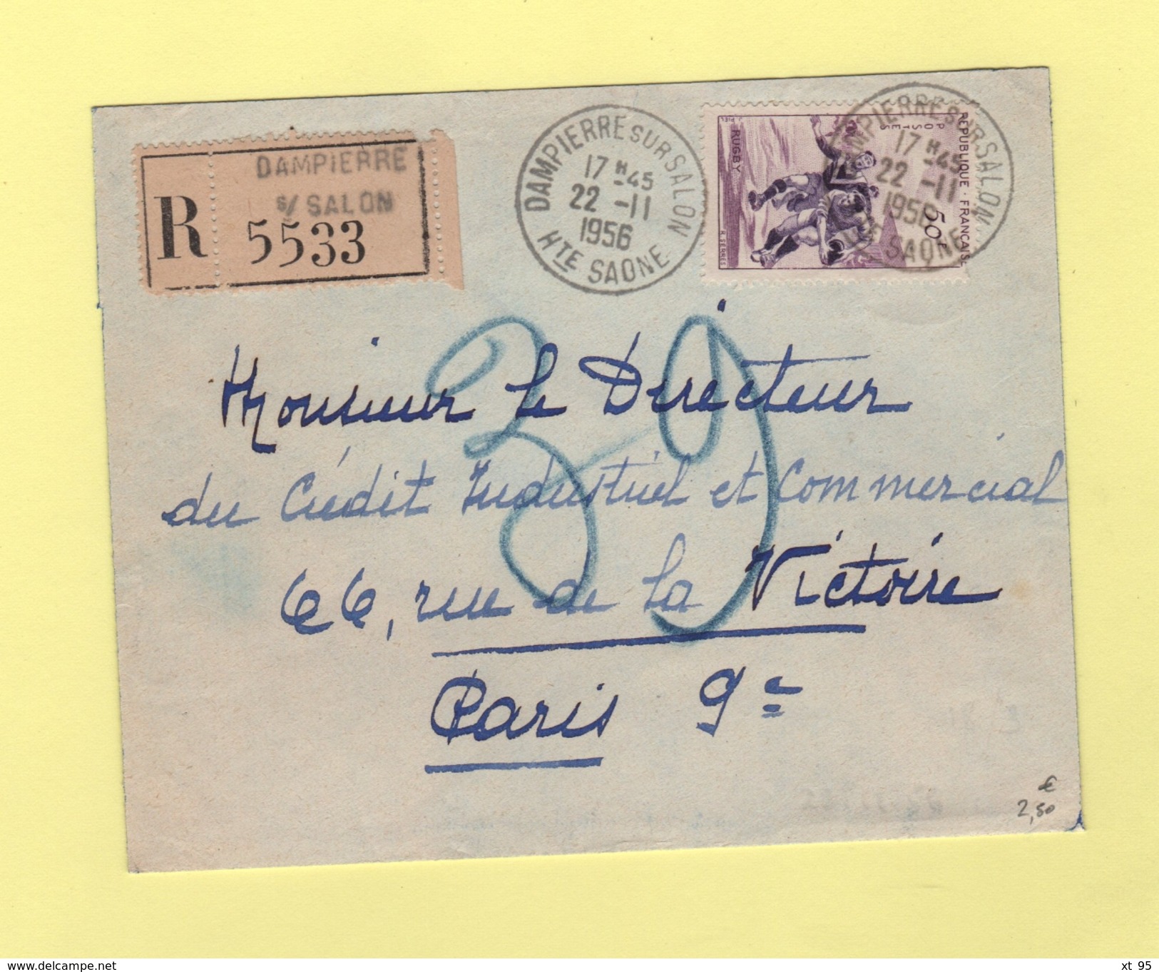 Dampierre Sur Salon - Haute Saone - 22-11-1956 - Recommande - 1921-1960: Periodo Moderno