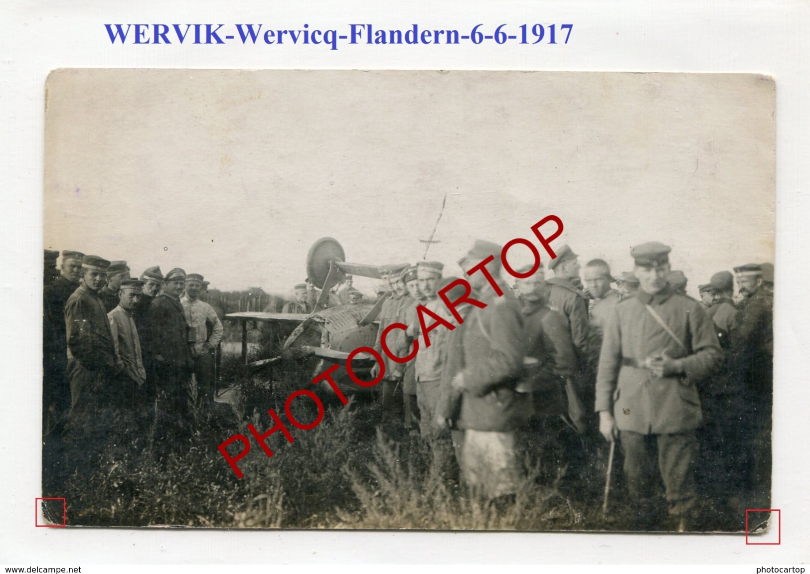 WERVIK-Avion Abattu-CARTE PHOTO Allemande-Guerre-14-18-1 WK-BELGIEN-Flandern-Militaria-Aviation-Fliegerei- - Wervik