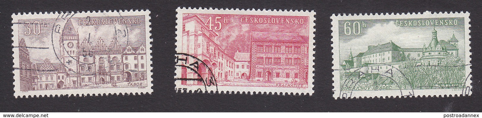 Czechoslovakia, Scott #716-718, Used, Czech Architecture, Issued 1955 - Gebraucht