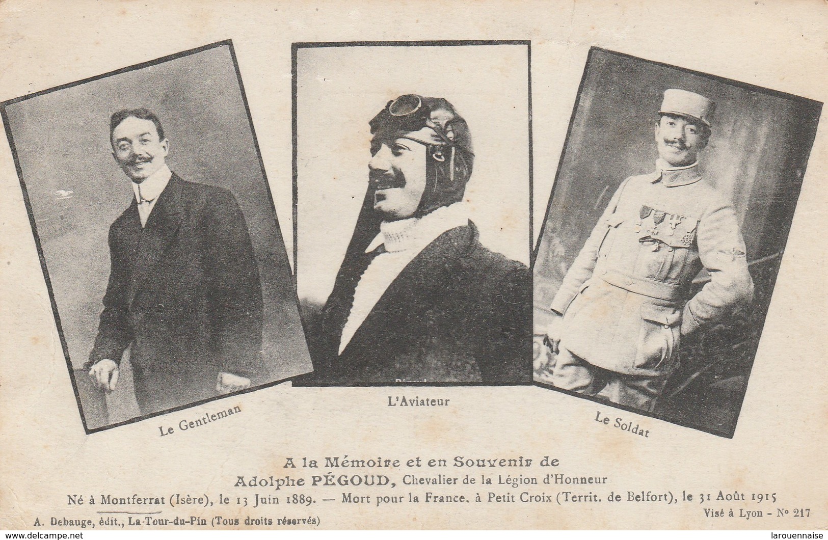 38 - MONTFERRAT - A La Mémoire Et En Souvenir De Adolphe Pégoud, Mort Pour La France, à Petit Croix - Sonstige & Ohne Zuordnung