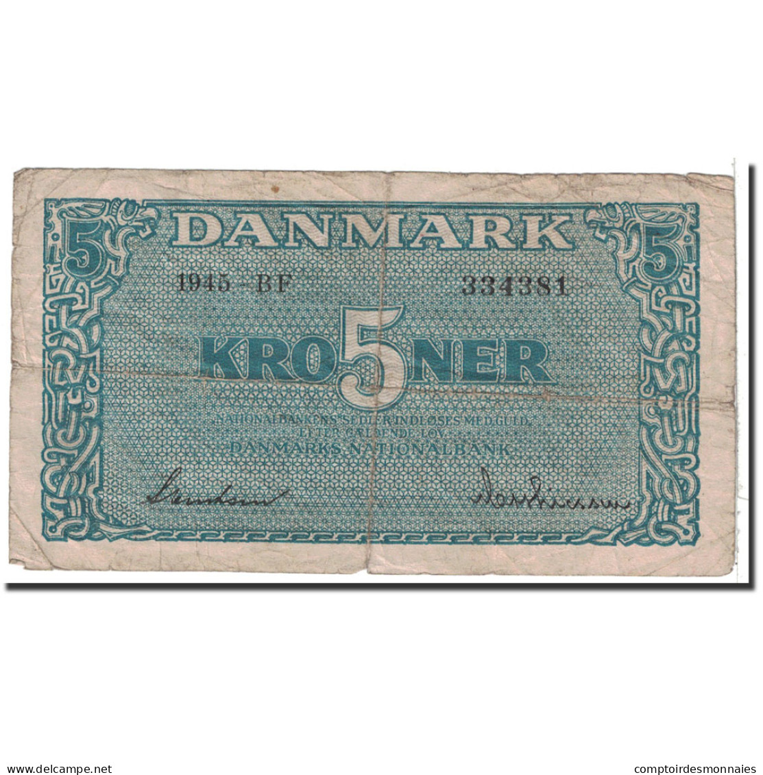 Billet, Danemark, 5 Kroner, 1945, Undated, KM:35b, TB - Danemark