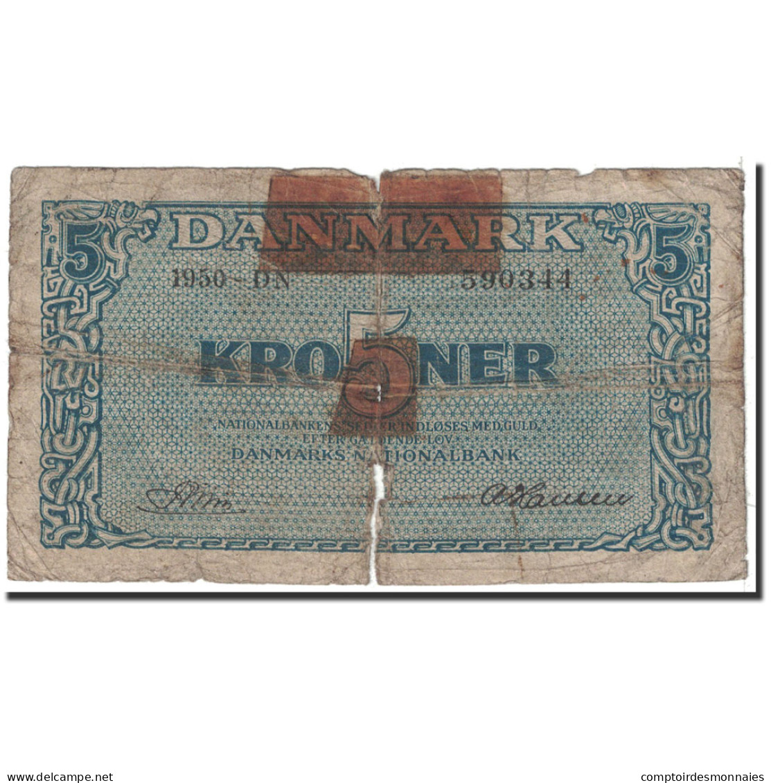 Billet, Danemark, 5 Kroner, 1950, Undated, KM:35g, B - Dänemark