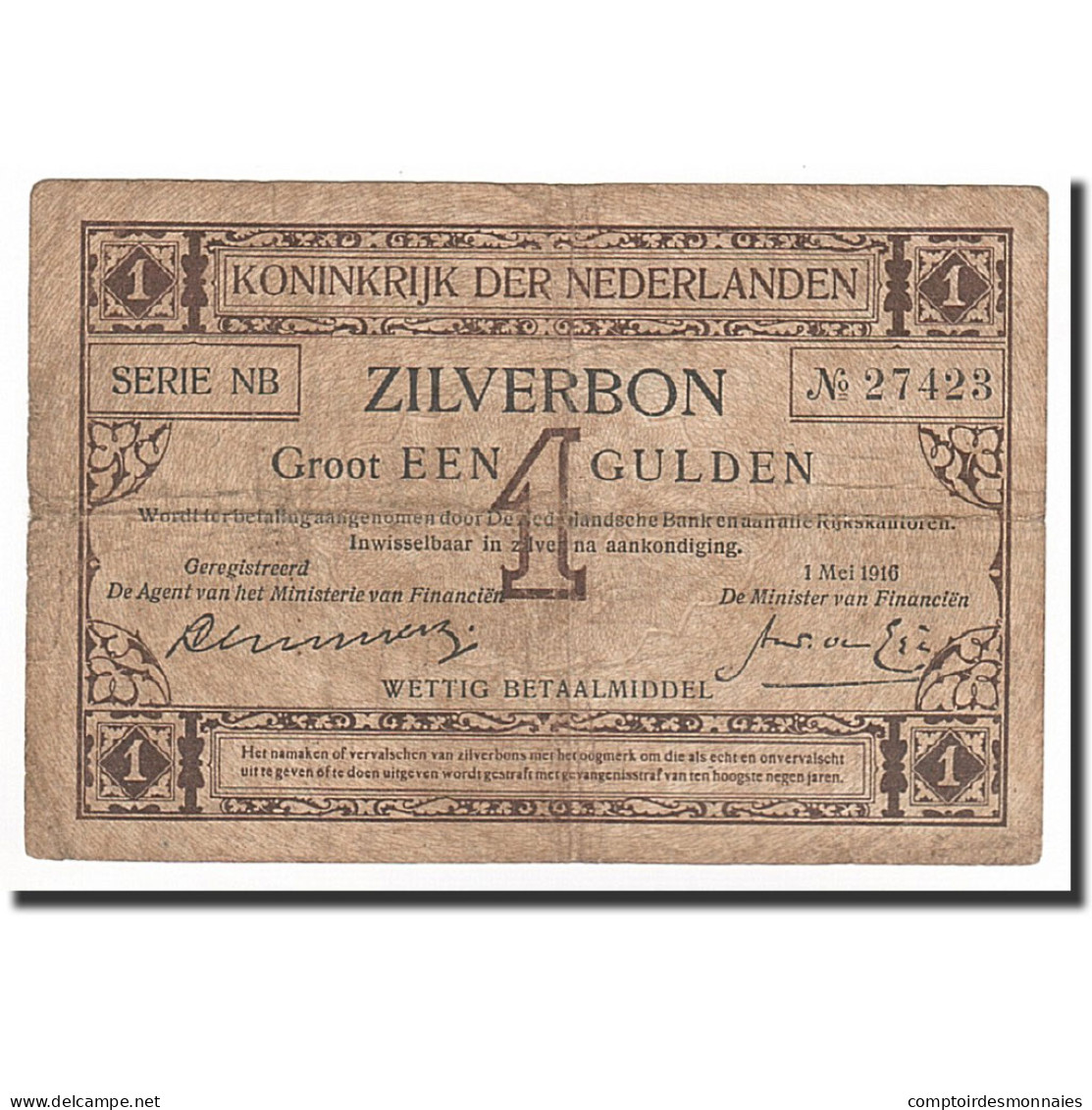 Billet, Pays-Bas, 1 Gulden, 1916-05-01, KM:8, TB - 1 Gulden