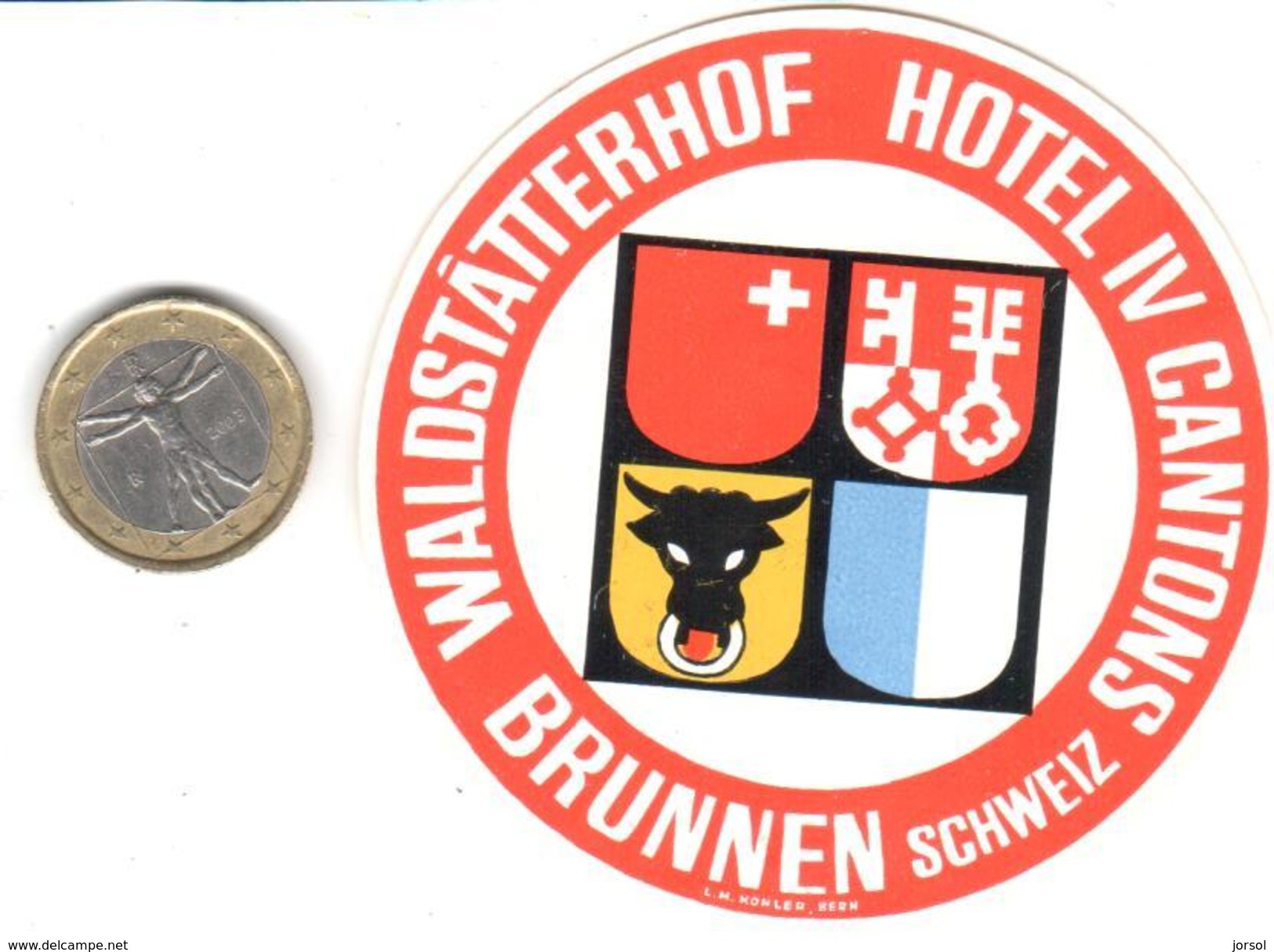 ETIQUETA DE HOTEL  WALDSTATTERHOF HOTEL IV CANTONS  -BRUNNEN  -SUIZA  (SUISSE)  (CON CHARNELA) - Hotel Labels