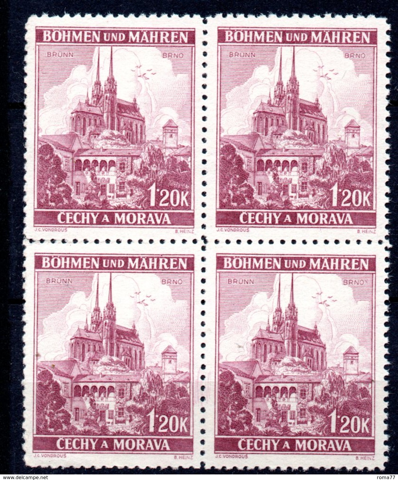 XP3048 - BOEMIA MORAVIA , KUTNA HORA 1,20 K  Quartina Nuova *** - Unused Stamps