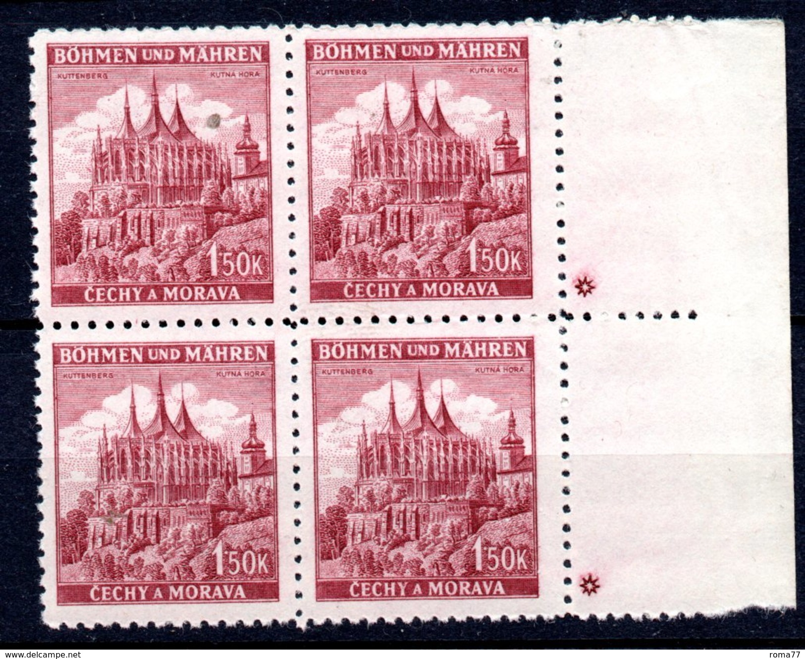 XP3050 - BOEMIA MORAVIA 1940, KUTNA HORA 1,50 K  Quartina Nuova *** - Nuovi