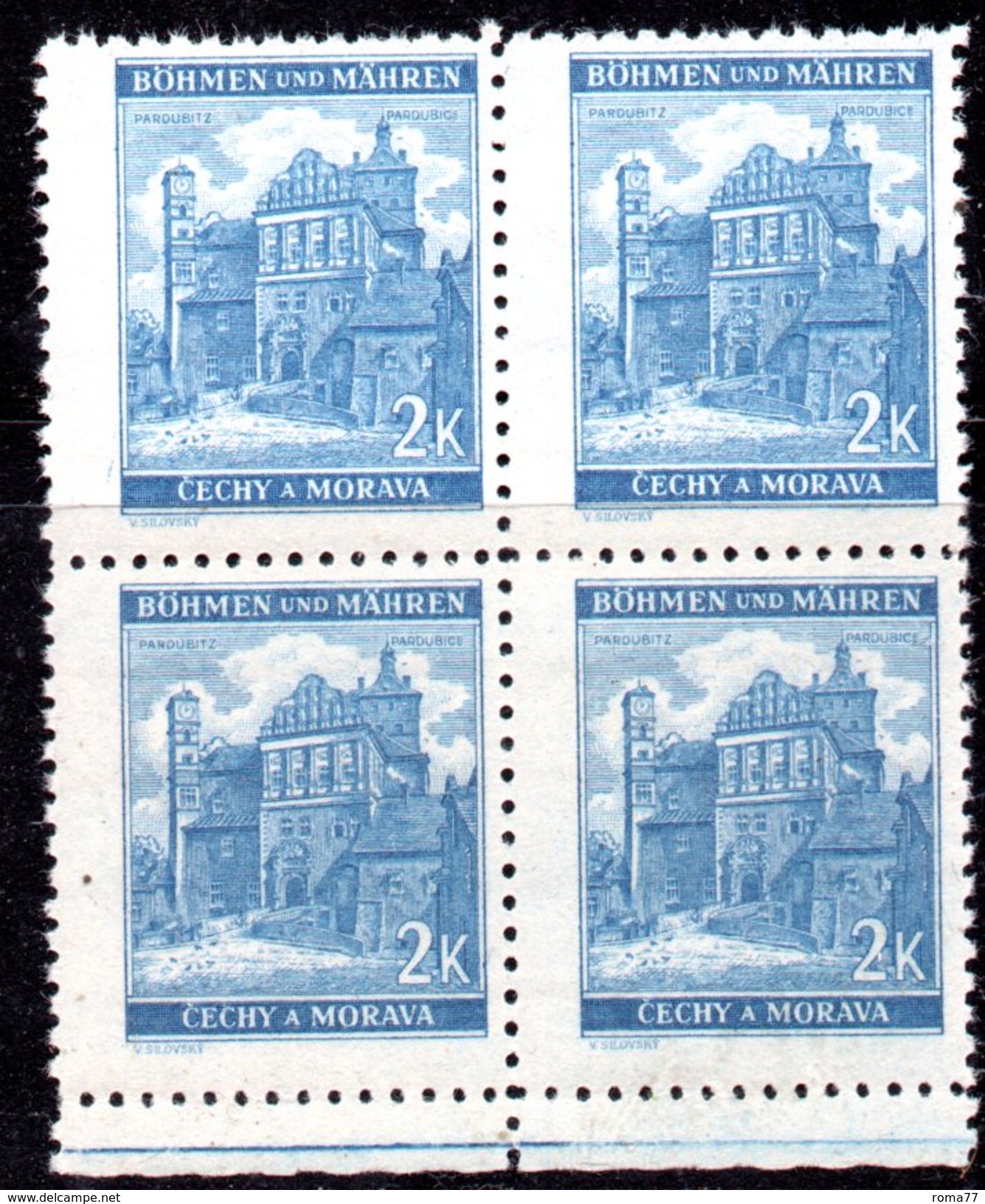 XP3054 - BOEMIA MORAVIA 1940, PARDUBICE  2,00 K  Quartina  *** - Unused Stamps