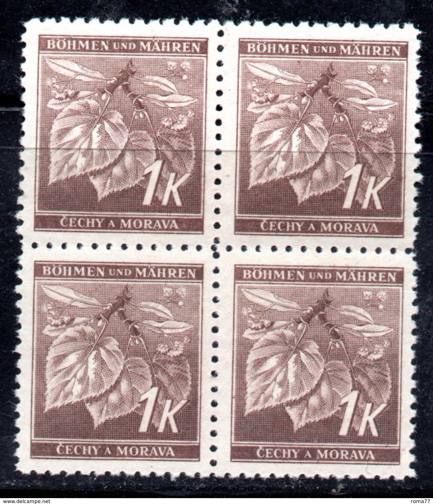 XP3056 - BOEMIA MORAVIA ,   1 K  Quartina Integra  *** - Unused Stamps