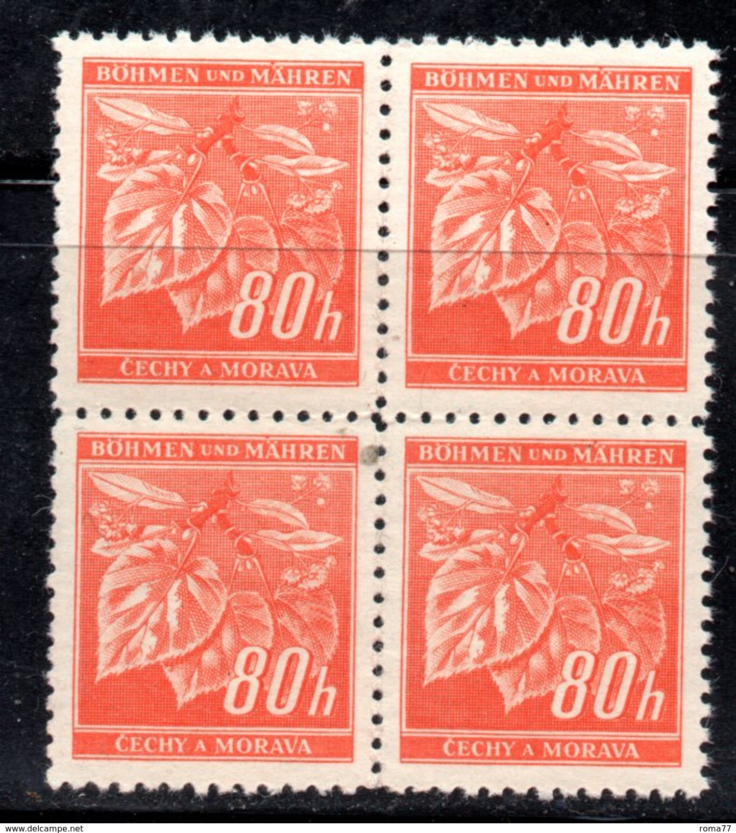 XP3057 - BOEMIA MORAVIA ,   80 H.  Quartina Integra  *** - Unused Stamps