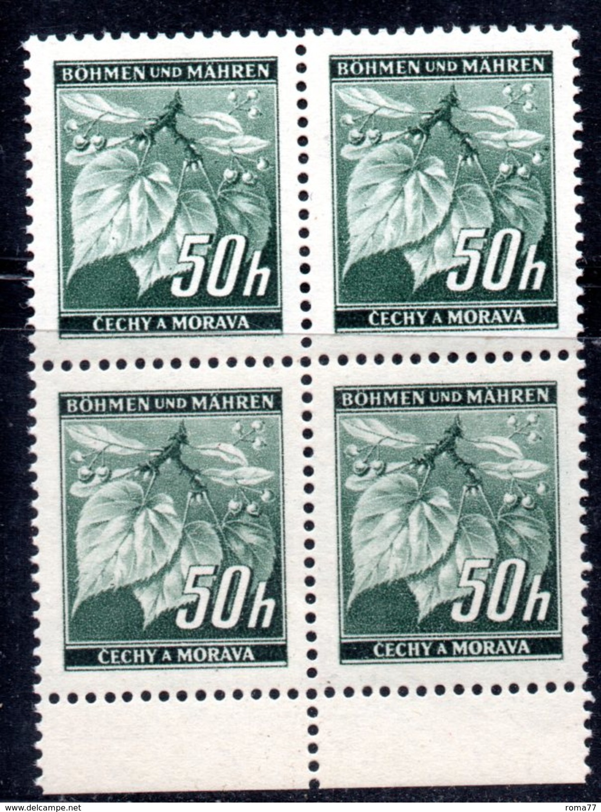 XP3058 - BOEMIA MORAVIA ,   50 H.  Quartina Integra  *** - Unused Stamps