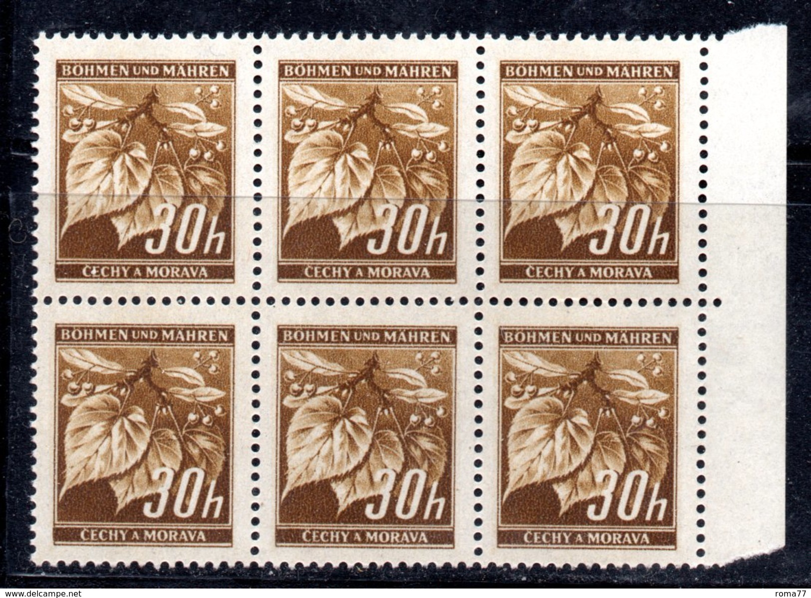 XP3059 - BOEMIA MORAVIA ,   30 H.  Blocco Integro  *** - Unused Stamps