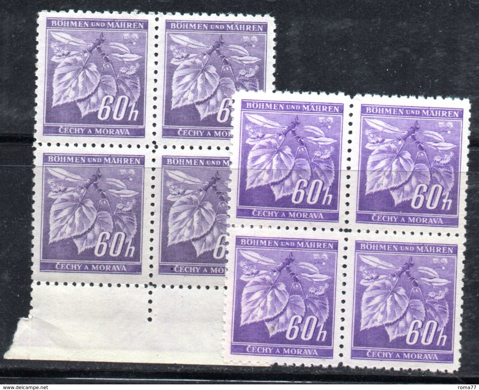 XP3060 - BOEMIA MORAVIA ,   60 H.  Due Quartine Con Diversa Nuance  *** - Unused Stamps
