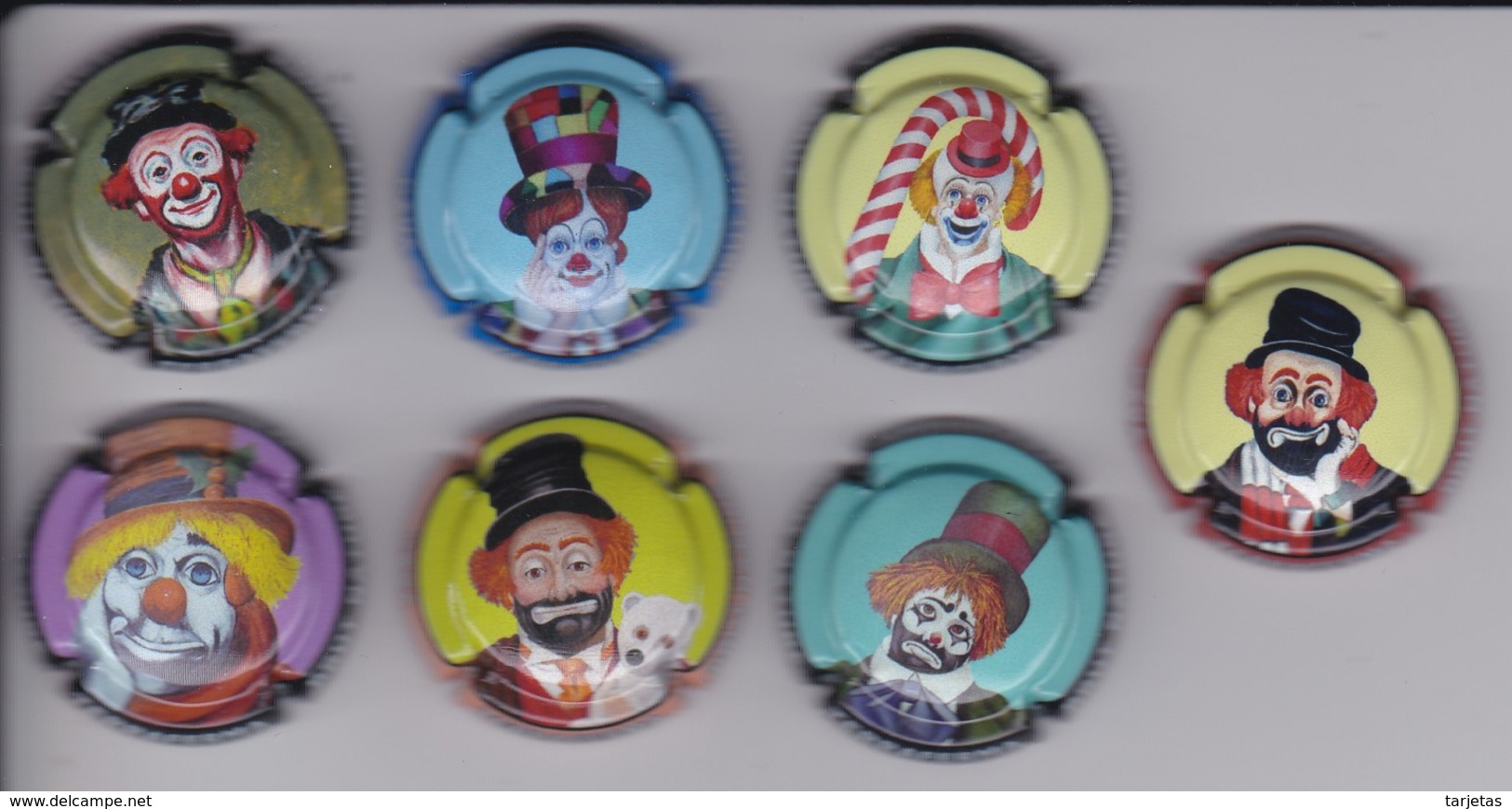 LOTE DE 7 PLACAS DE CAVA TERRAFERMA DE PAYASOS (CAPSULE) PAYASO-CLOWN - Placas De Cava