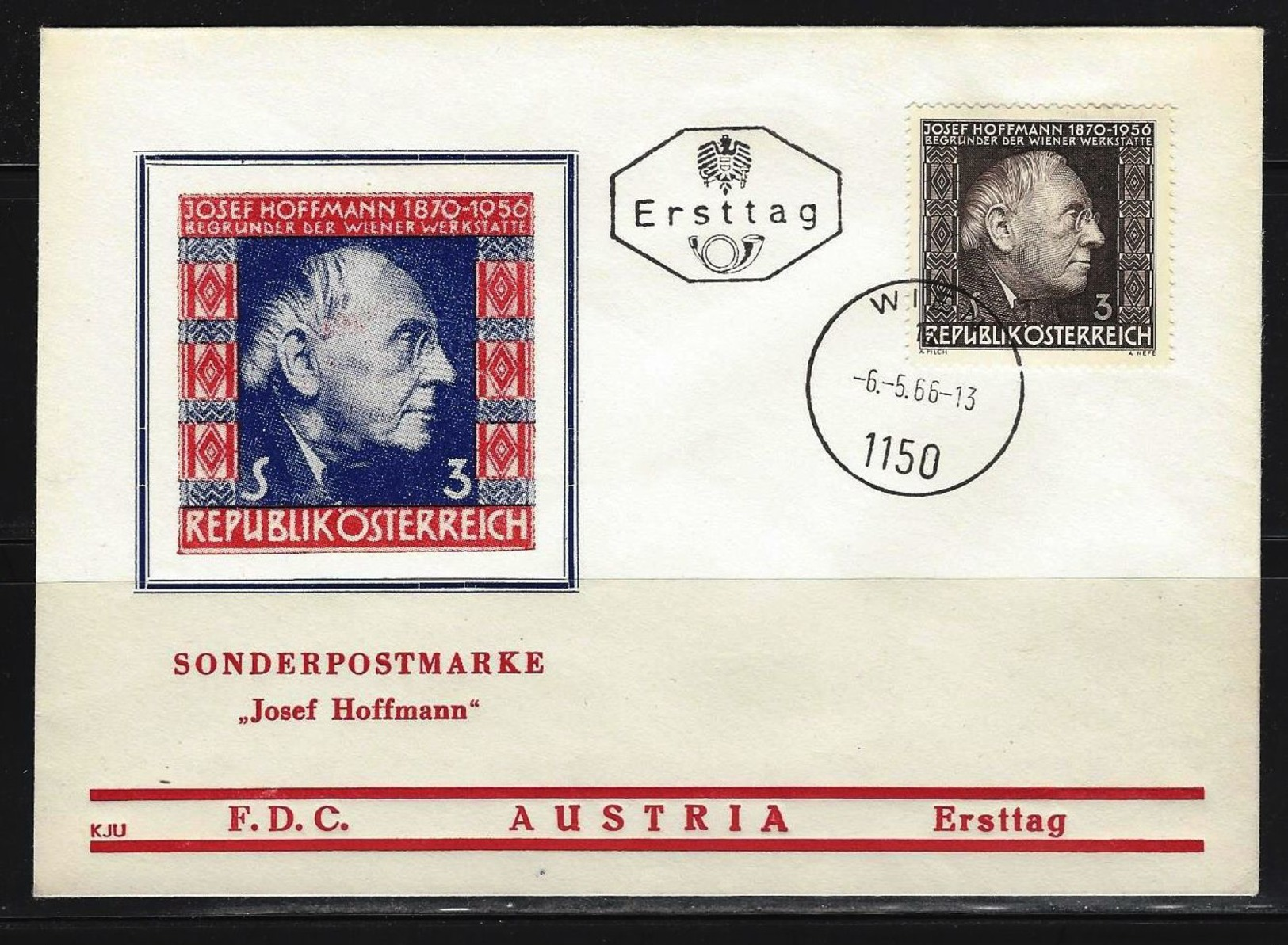 ÖSTERREICH - FDC Mi-Nr. 1205 - 10. Todestag Von Josef Hoffmann - Stempel WIEN (10) - FDC