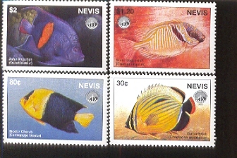 NEVIS   1088-1 MINT NEVER HINGED SET OF STAMPS OF FISH-MARINE LIFE - Fische