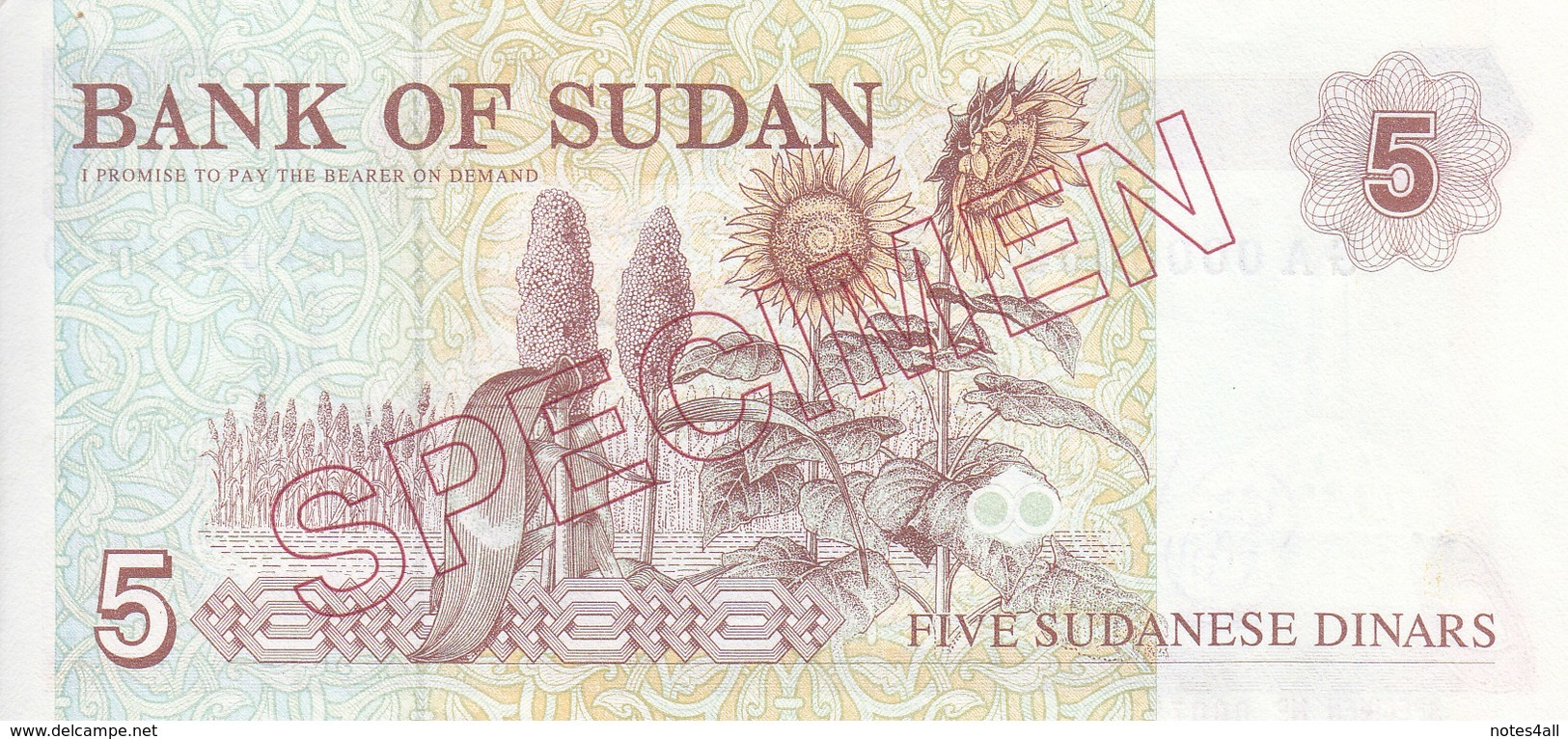 SUDAN 5 DINARS 1993 P-51s SPECIMEN UNC */* - Sudan