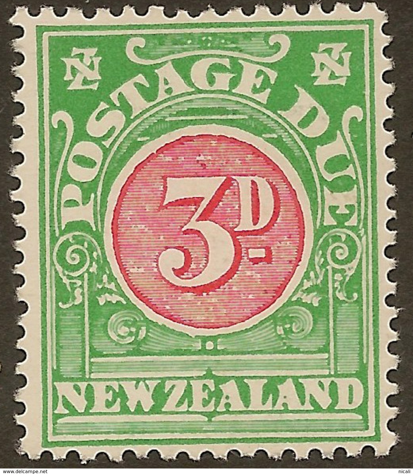 NZ 1902 3d Postage Due SG D32 HM #ZS444 - Timbres-taxe