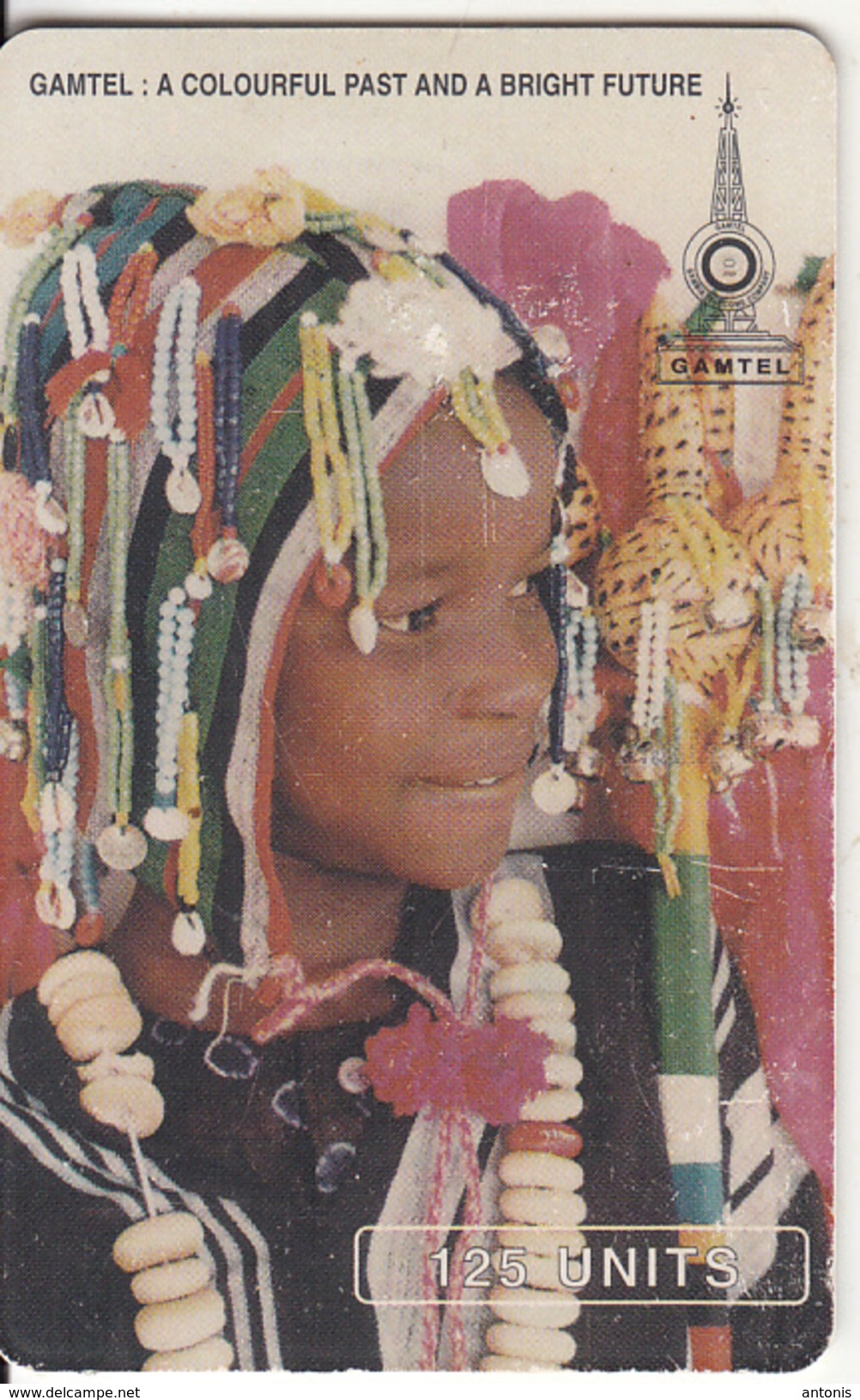 GAMBIA(chip) - Young Girl In Colourful Dress(old Schlumberger Logo), Short CN, Used - Gambia