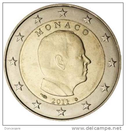 **2 EUROS  MONACO 2011 ALBERT II PIECE NEUVE ( ISSUE DE ROULEAUX )  ** - Monaco