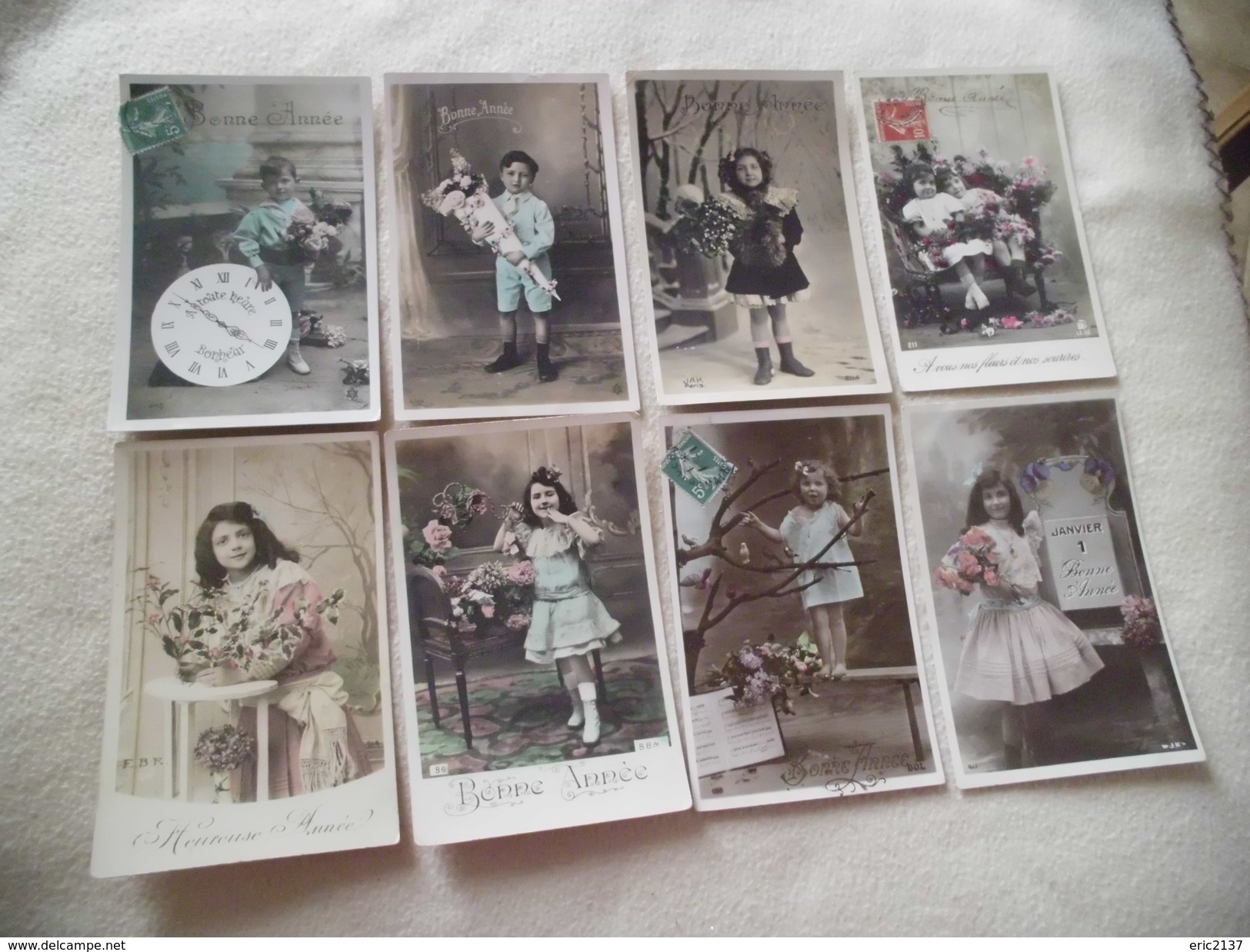 LOT DE 8 ILLUSTRATIONS FANTAISIES...ENFANTS BONNE ANNEE - 5 - 99 Cartes