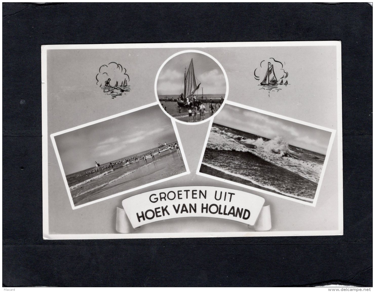 70527    Paesi  Bassi,    Groeten Uit  Hoek Van  Holland,  VG  1950 - Hoek Van Holland