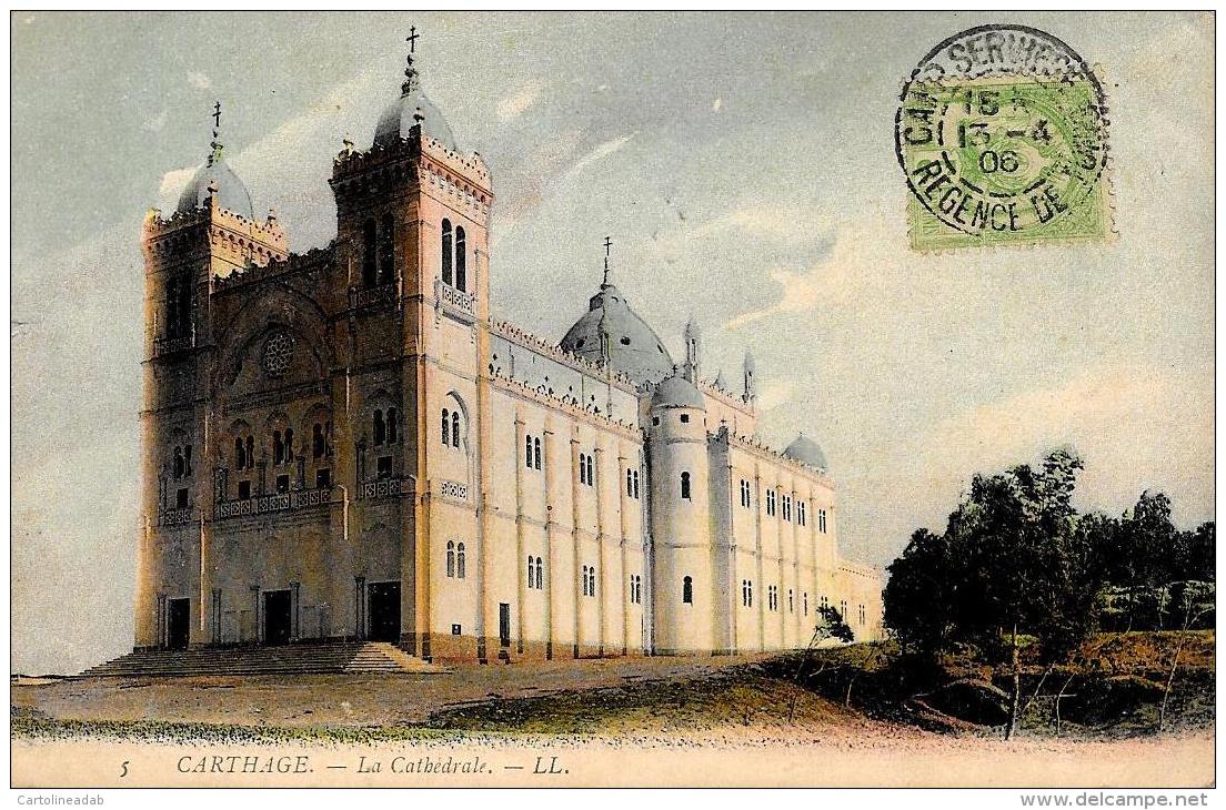 [DC10044] CPA - TUNISIA - CARTHAGE - LA CATHEDRALE - Viaggiata 1906 - Old Postcard - Tunisia