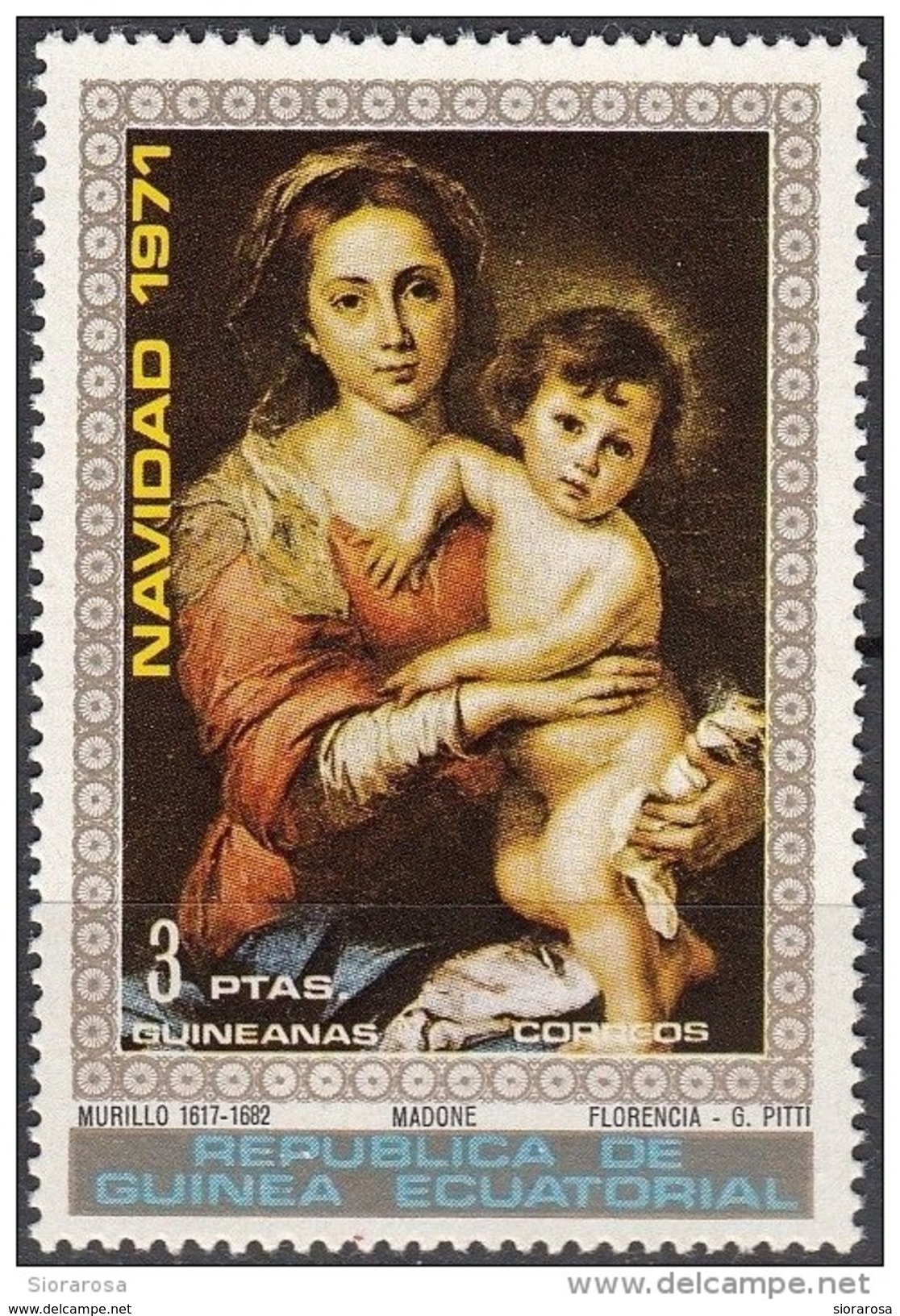 7224 Guinea Equatoriale 1971 Natale Virgin With Child Quadro Dipinto Da Murillo Museo PITTI  Nuovo MNH Painting - Madonnen