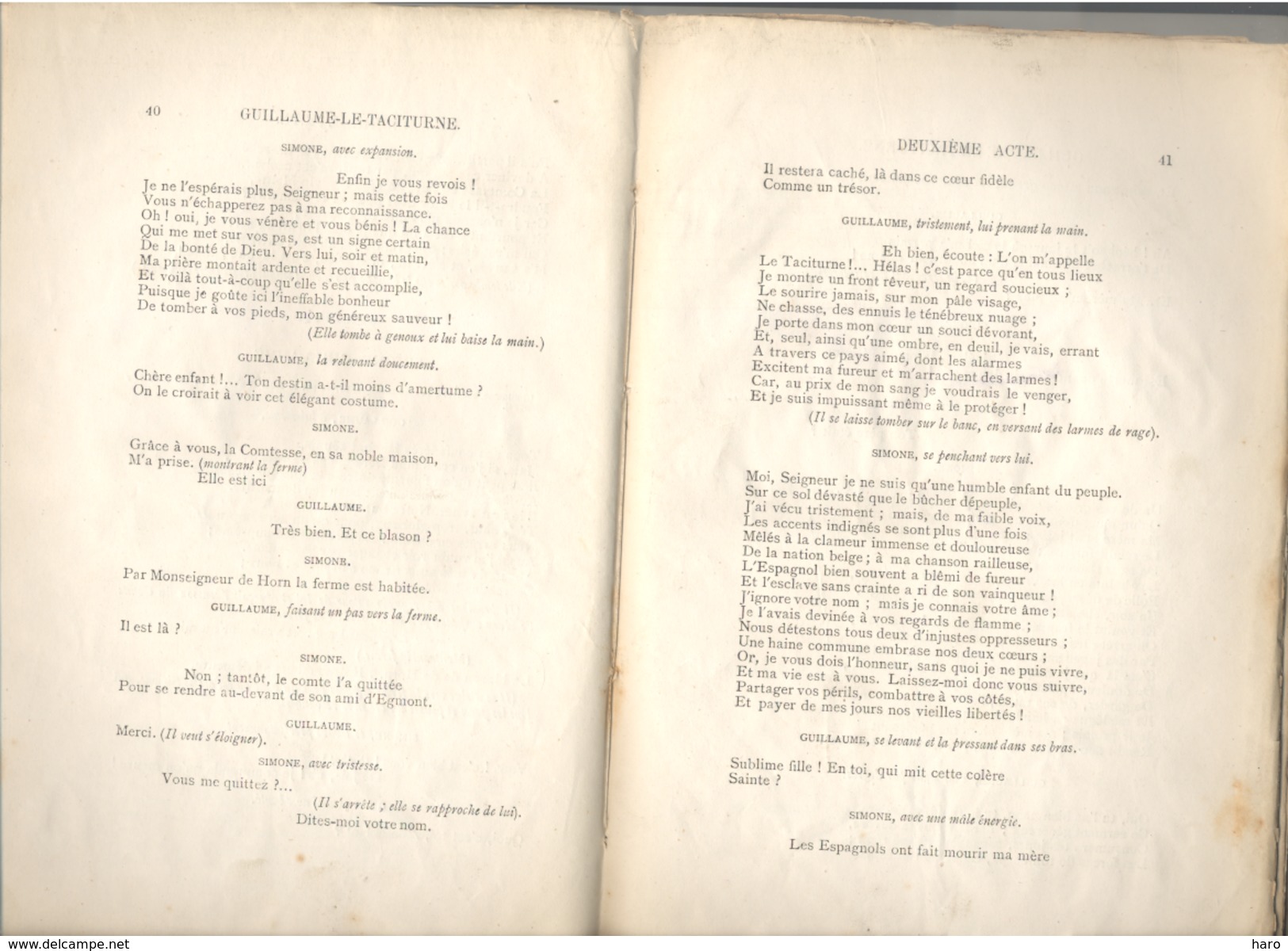 Théâtre, Drame En 5 Actes " Guillaume-le-Taciturne" De Hyacinthe KIRCH - VERVIERS 1879 (LM) - Autres & Non Classés