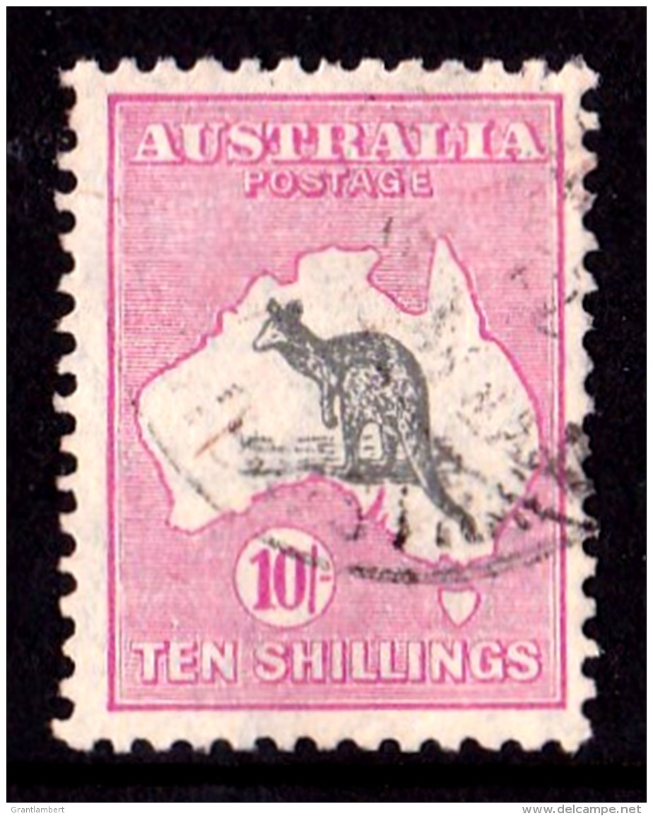 Australia 1929 Kangaroo 10/- Grey &amp; Pink Small Multi Wmk - EWE-FACED Variety - Used Stamps