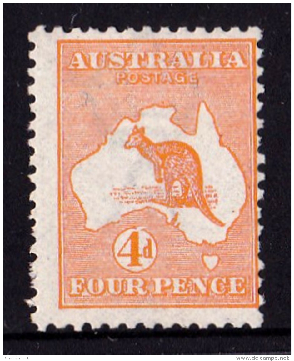 Australia 1913 Kangaroo 4d Orange 1st Watermark MH - Listed Variety - Ongebruikt