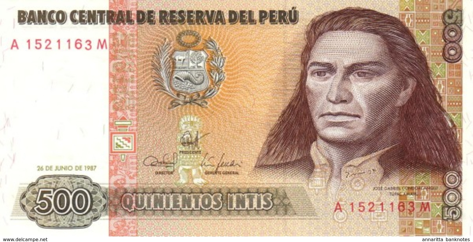 PÉROU 500 INTIS 1987 P-134b NEUF [ PE134b ] - Peru