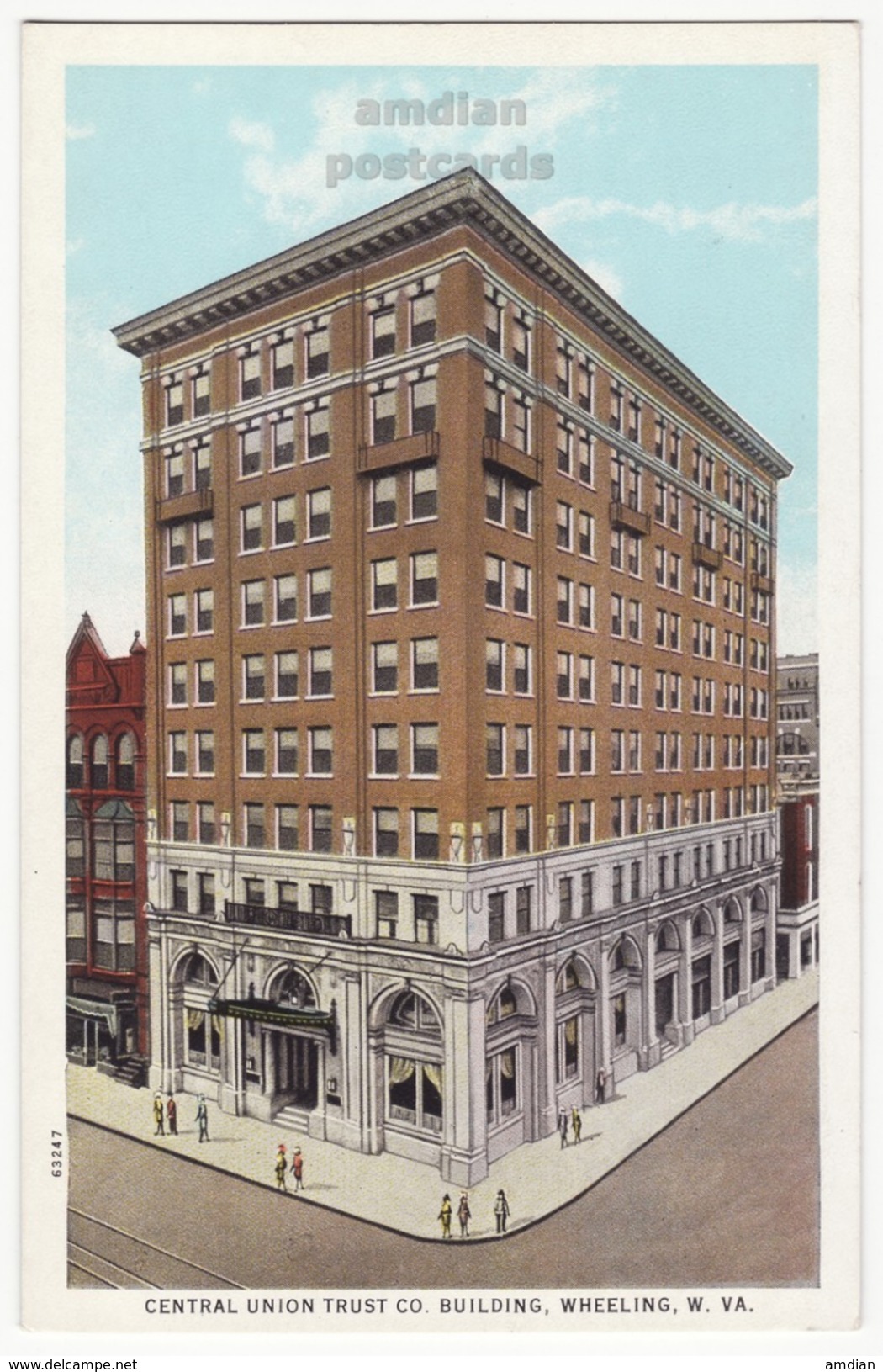 USA - WHEELING WV - CENTRAL UNION TRUST CO BUILDING, Antique Unused C1920s Vintage West Virginia Postcard - Wheeling