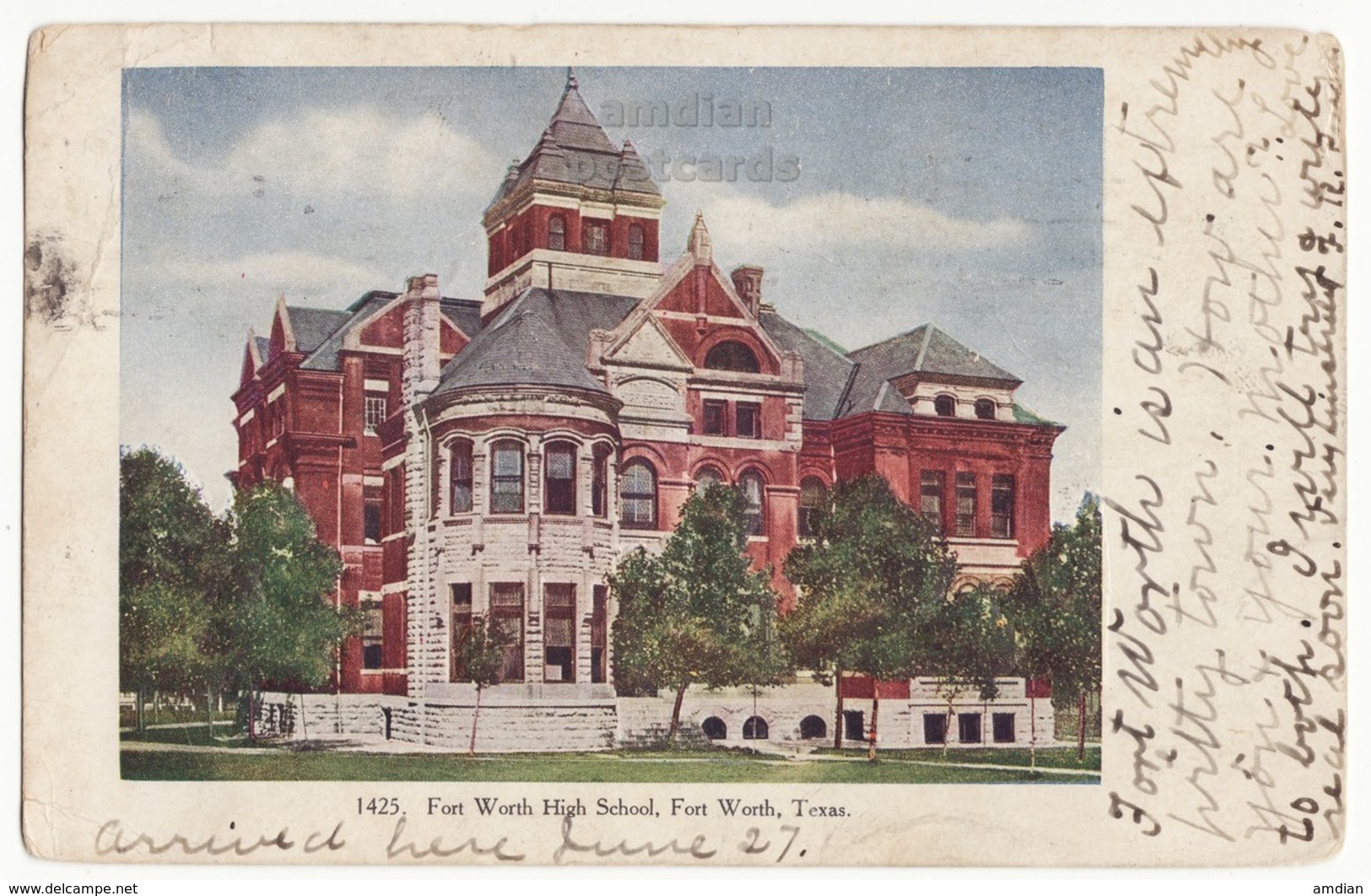 Fort Worth TX High School Building 1907 Embossed UDB Texas Vintage Postcard - Fort Worth