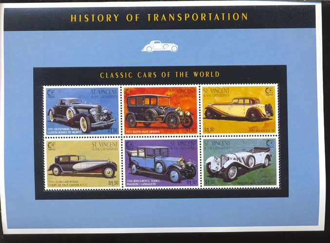 ST.VINCENT   2225  MINT NEVER HINGED MINI SHEETS OF CARS   CLASSIC - Auto's