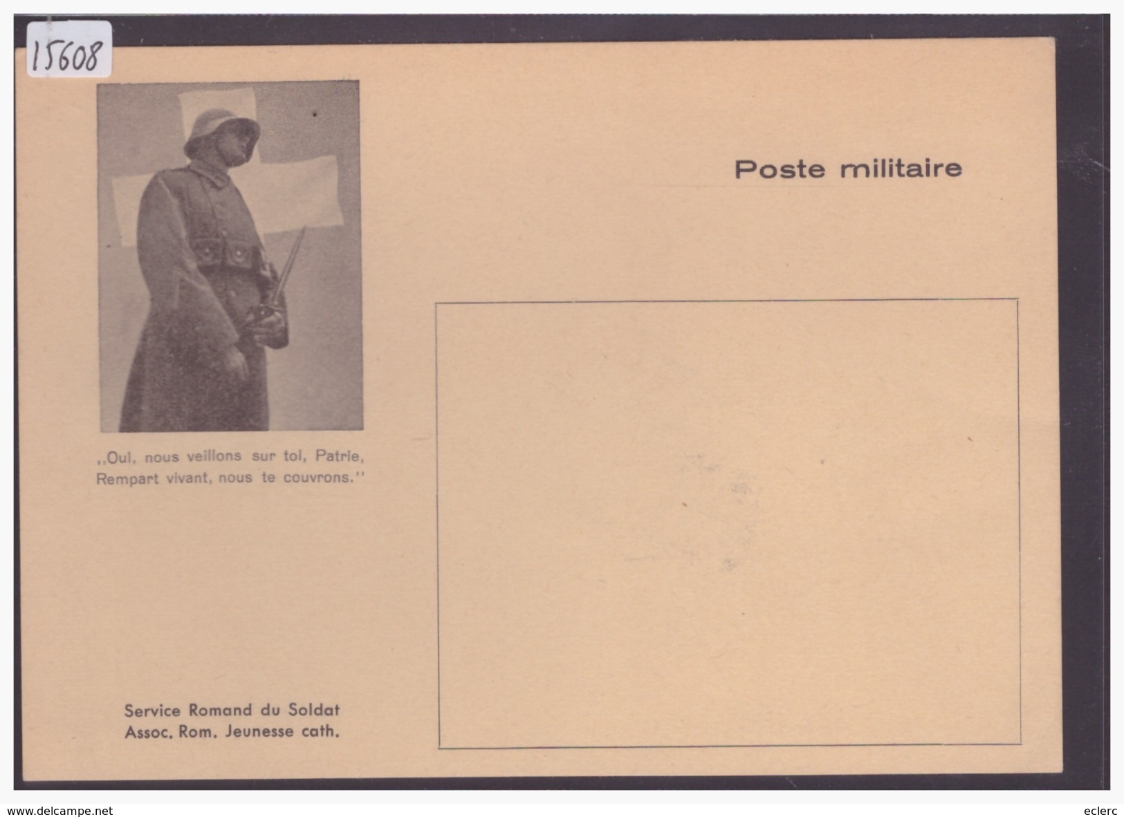 FORMAT 10x15cm - ARMEE SUISSE - SERVICE ROMAND DU SOLDAT - DOS BLANC - TB - Other & Unclassified