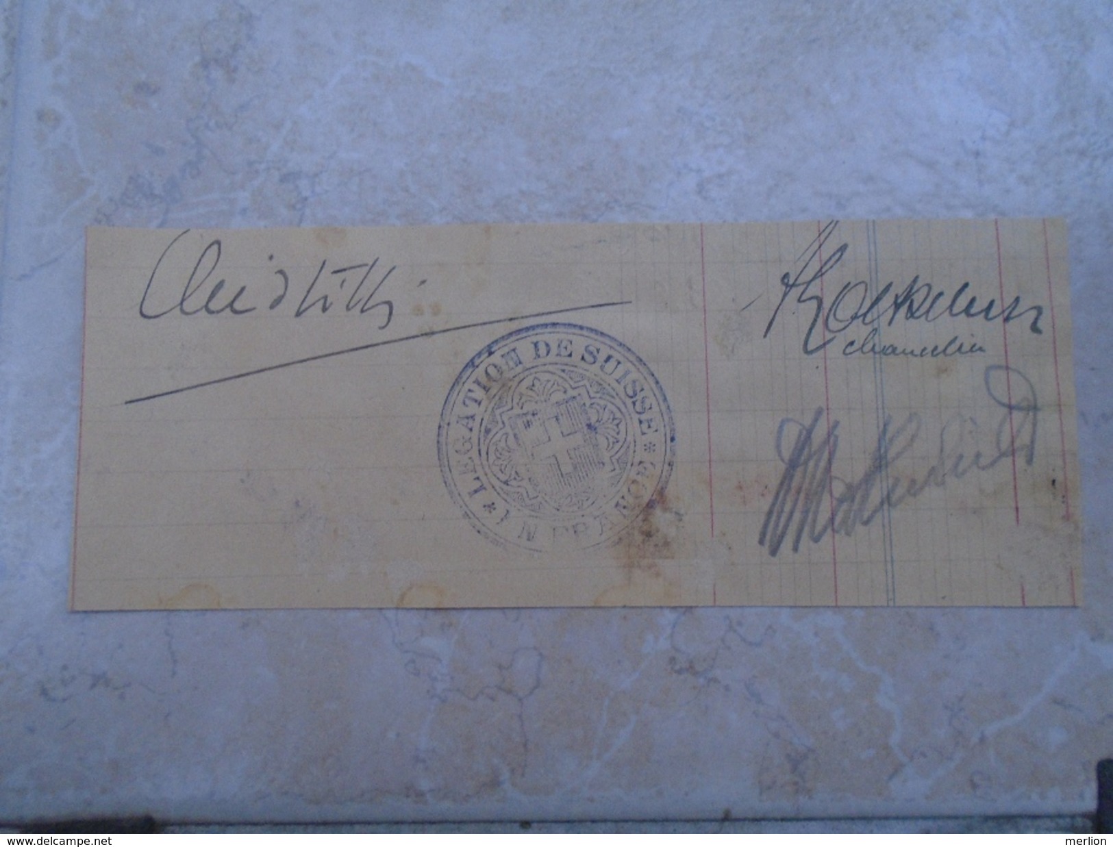 KA1010.13 Paris France -Legation De Suisse En France   Singature Autograph Ca 1935 - Autres & Non Classés